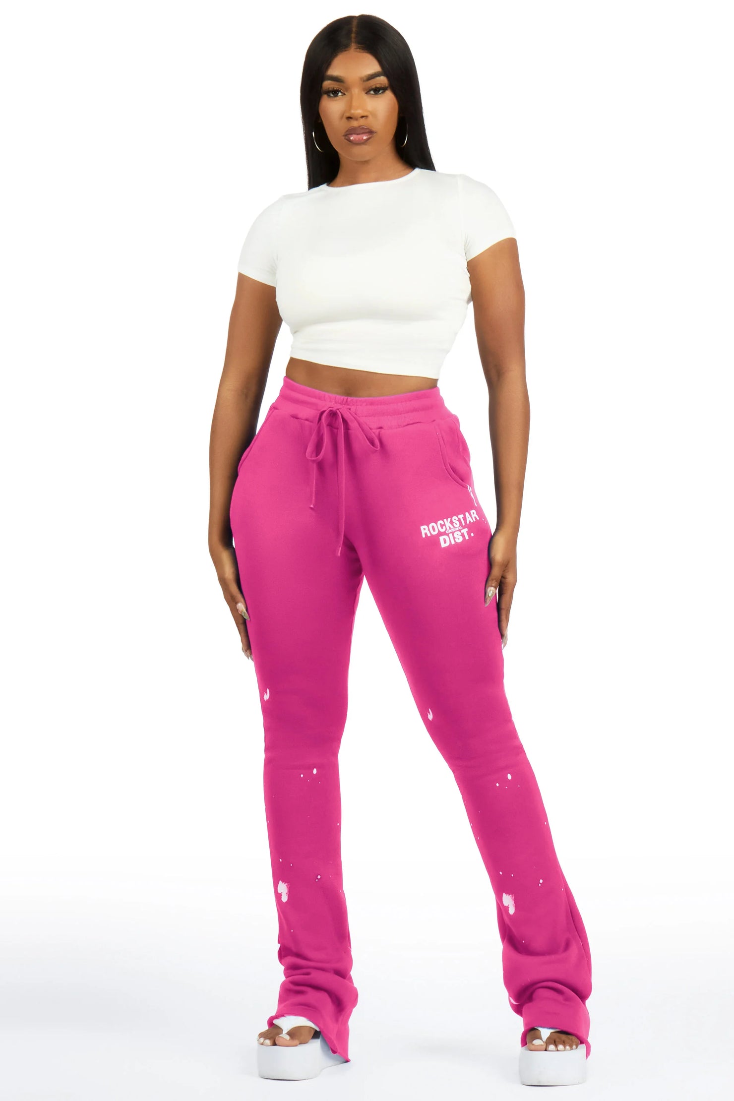 Nylia Fuchsia Super Stacked Track Pant