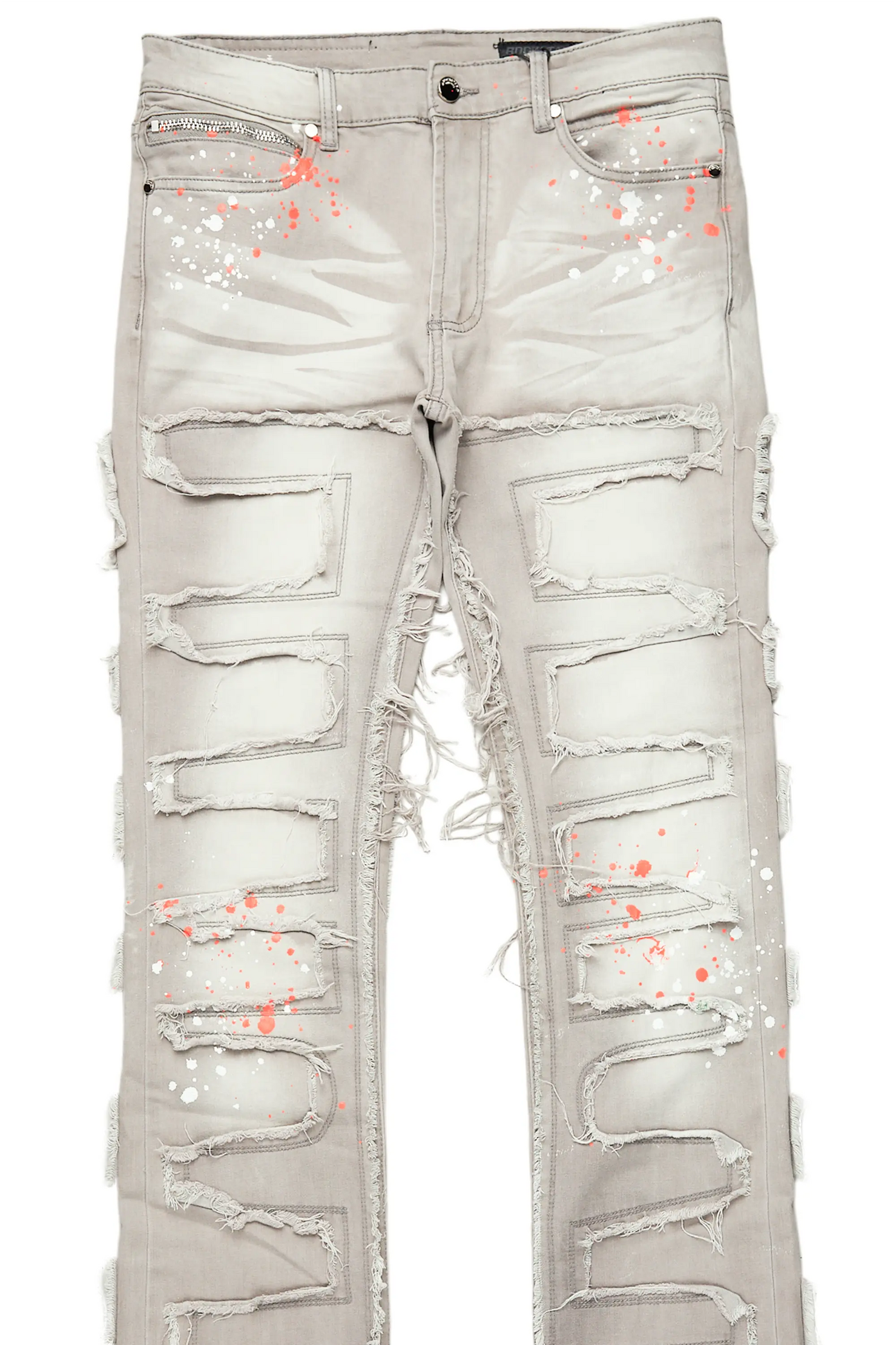 Macon Grey/Orange Painter Super Stacked Flare Jean
