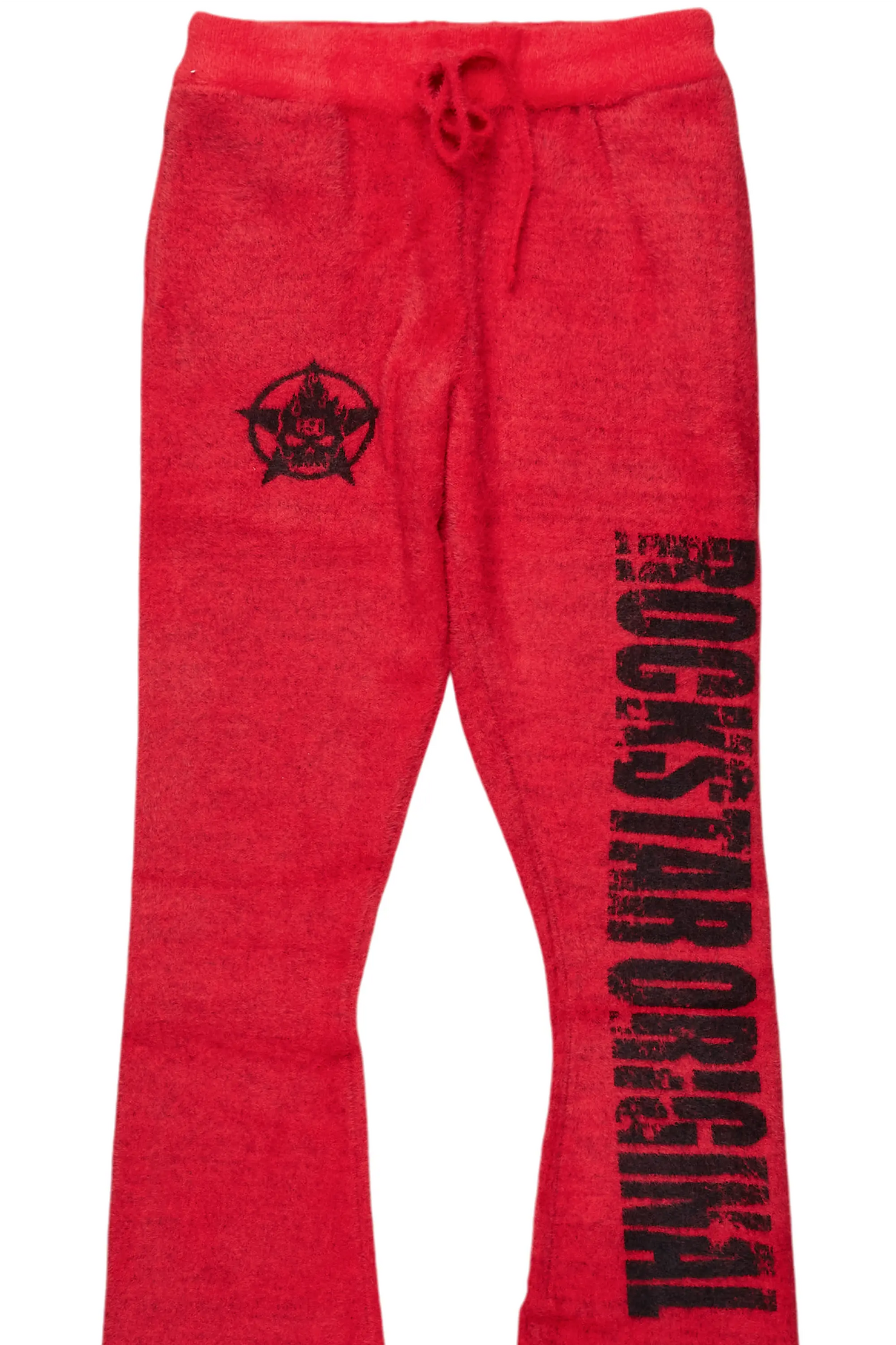 Keve Red Knitted Mohair Flare Sweat Pant