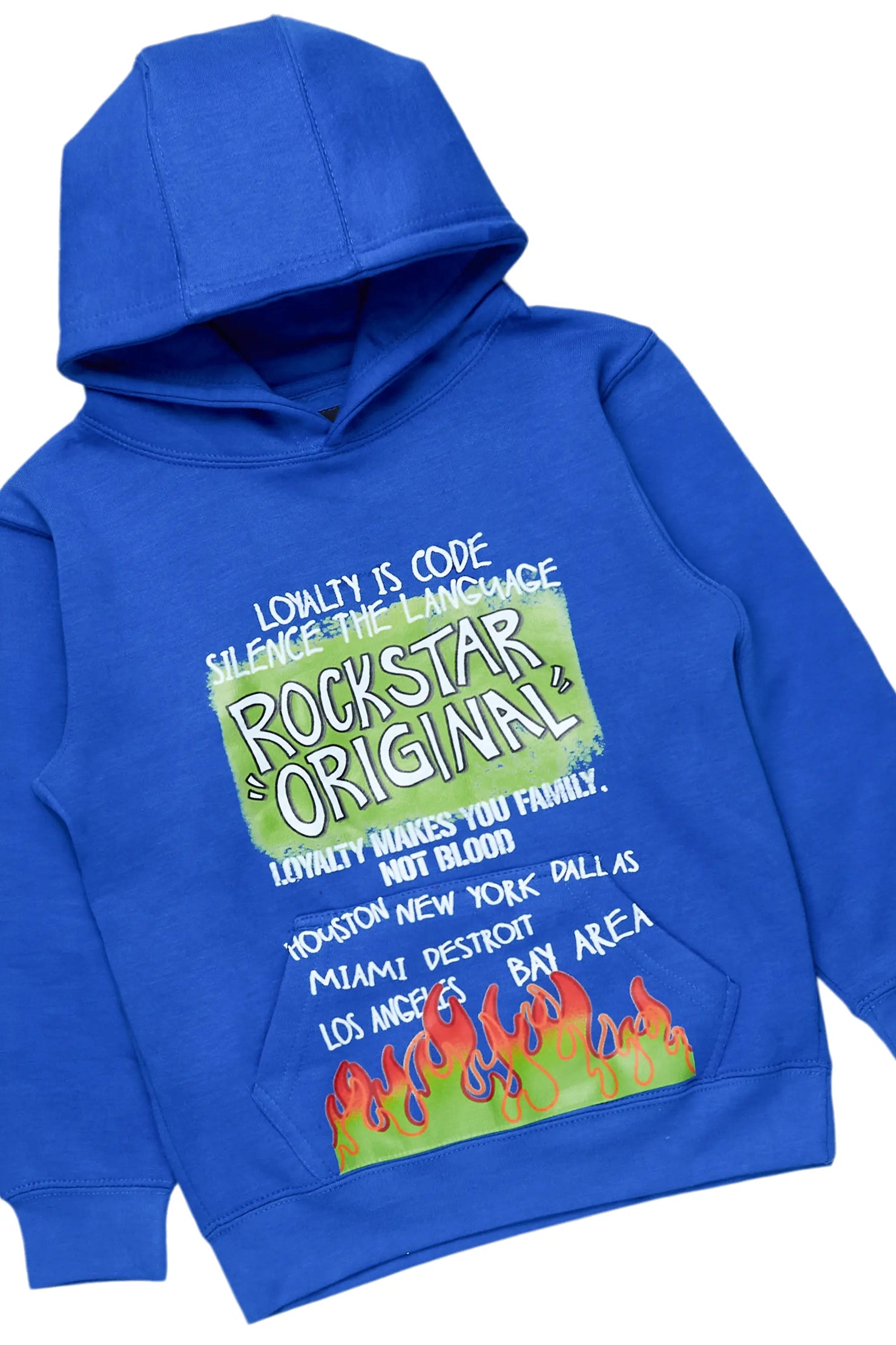 Boys Beno Royal Hoodie/Stacked Flare Jean Set