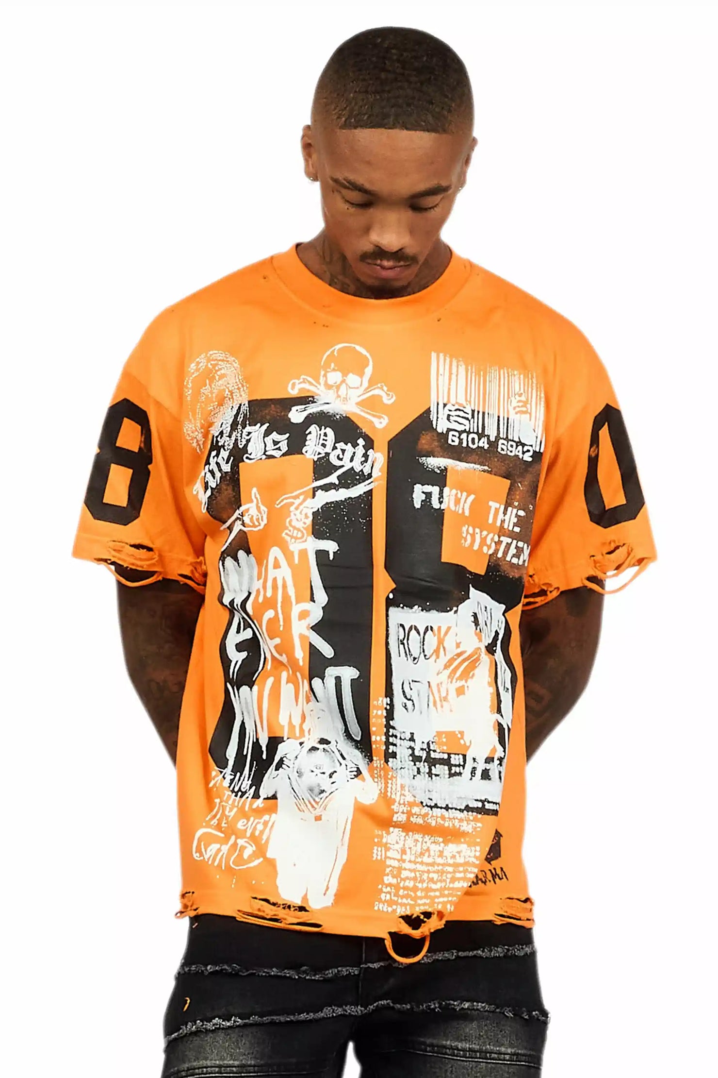 Grill Orange Graphic Oversized T-Shirt