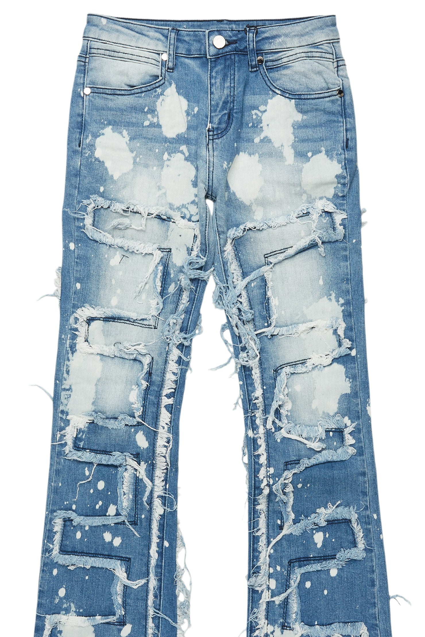 Boys Laban Light Blue Bleach Slim Stacked Flare Jean