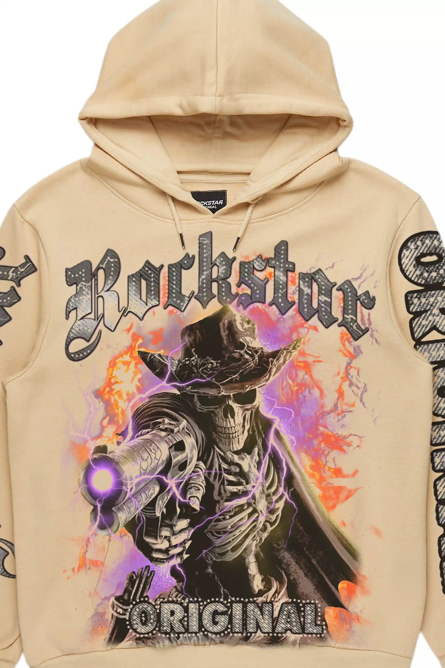 Bixner Beige Rhinestone Oversized Hoodie