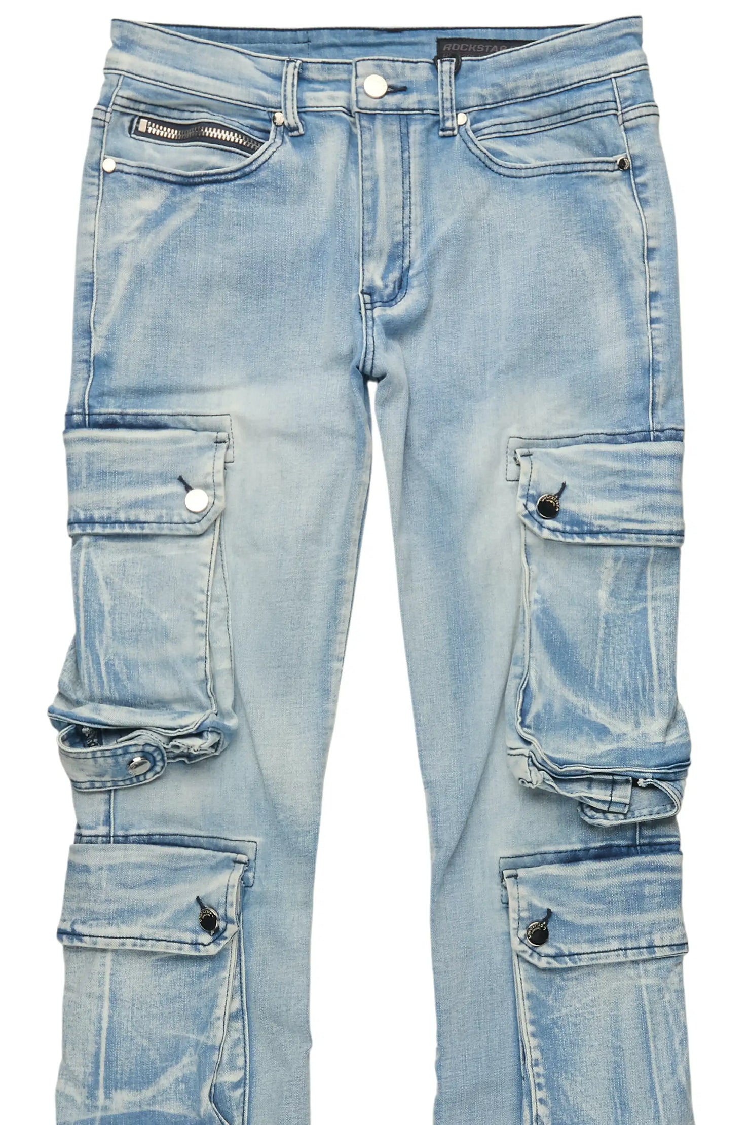 Cloudy Light Blue Stacked Flare Jean
