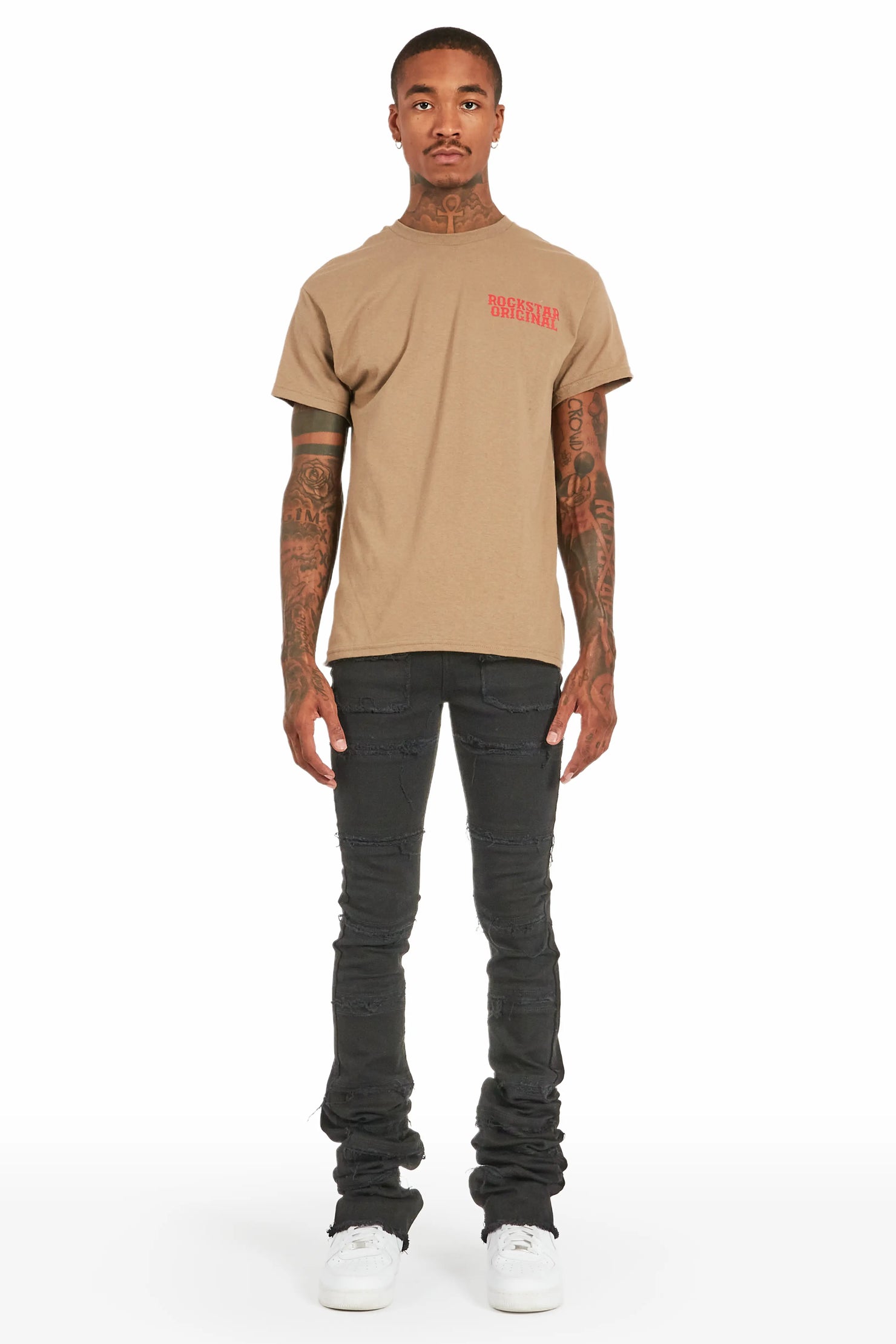 Zevon Black Super Stacked Flare Jean