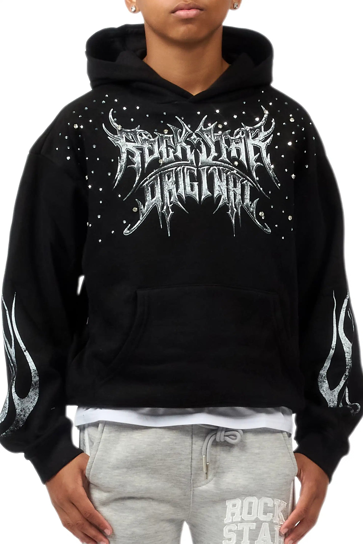 Boys Nikisha Black Rhinestone Hoodie
