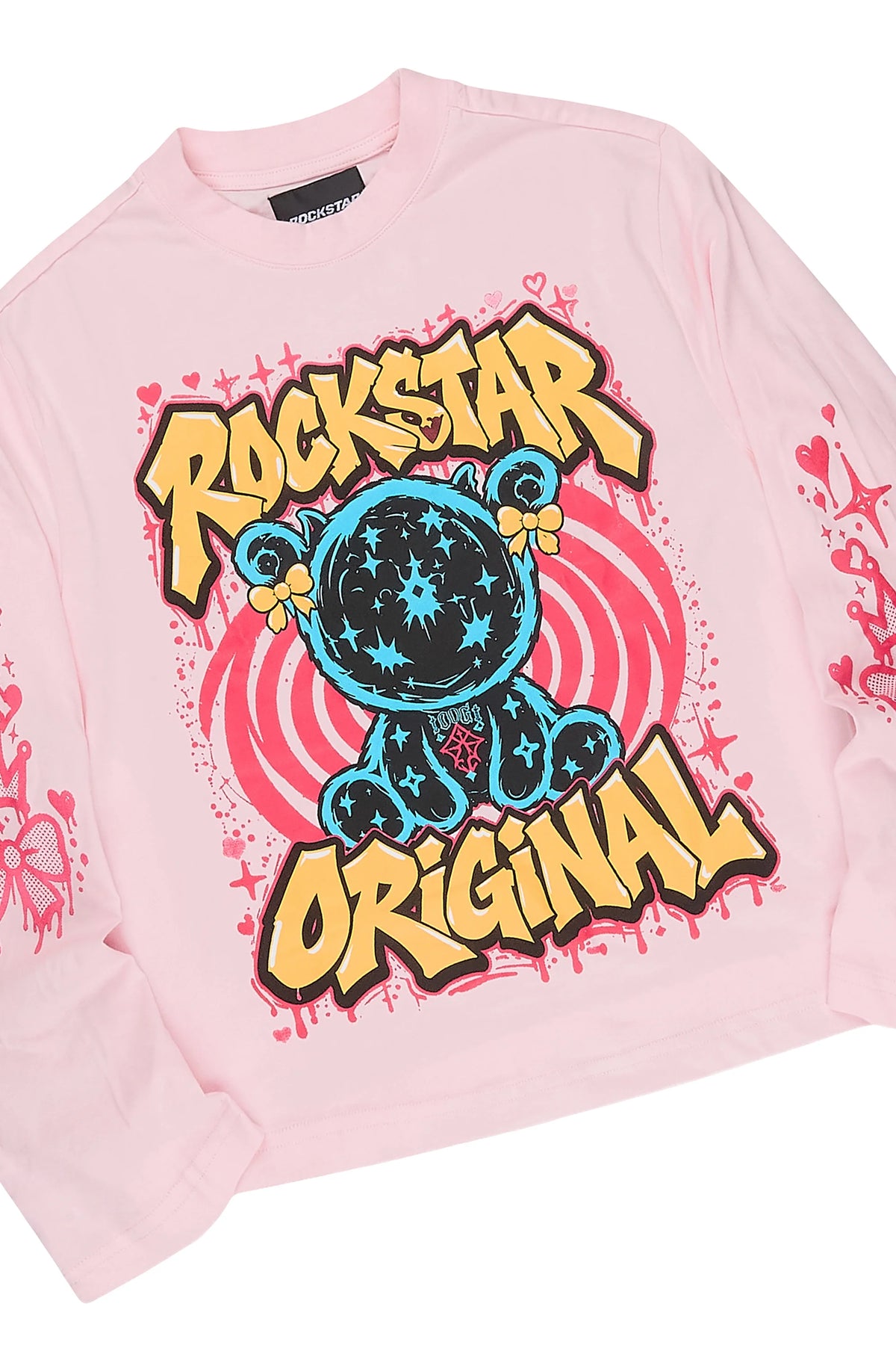 Girls Quanni Pink/Blue Long Sleeve T-Shirt Stacked Jean Set
