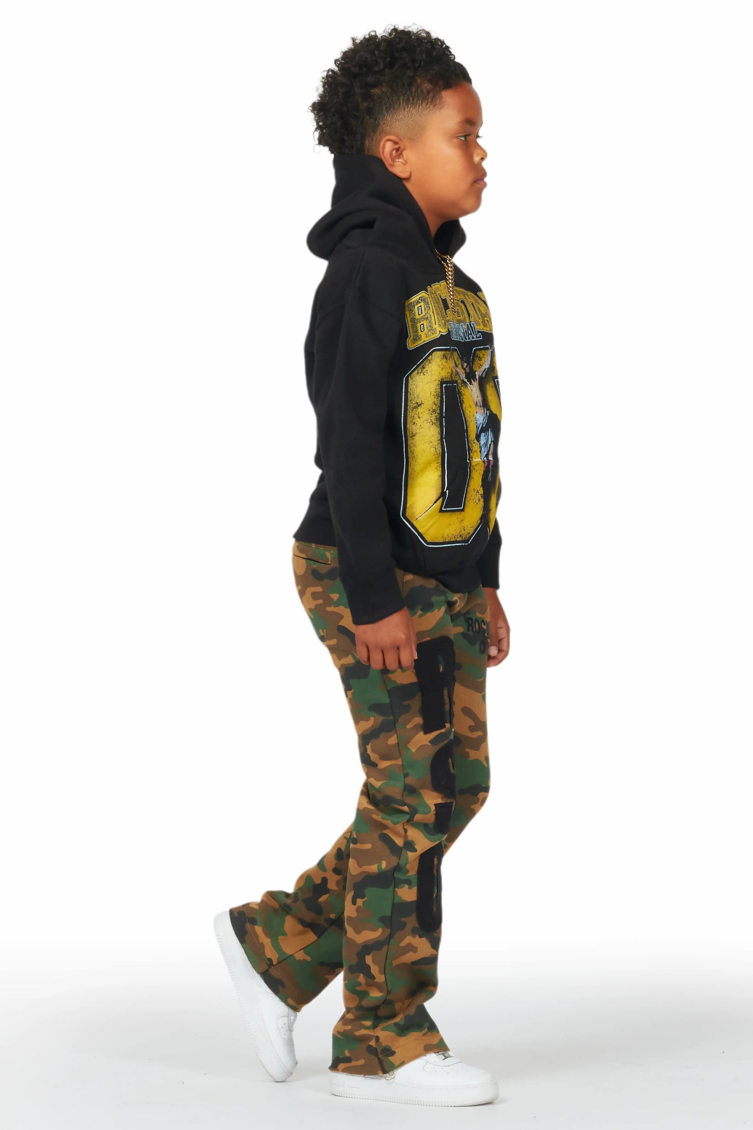 Boys Bansi Faded Camo Stacked Trackpant