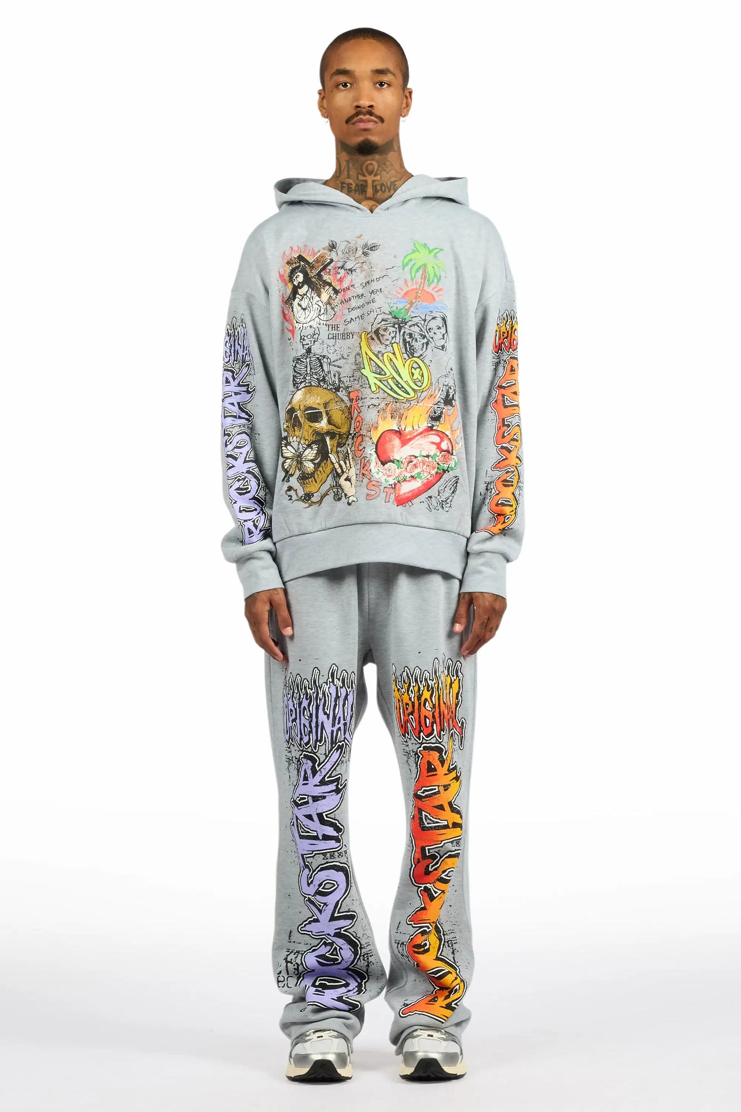 Zyver Heather Grey Hoodie/Baggy Pant Track Set