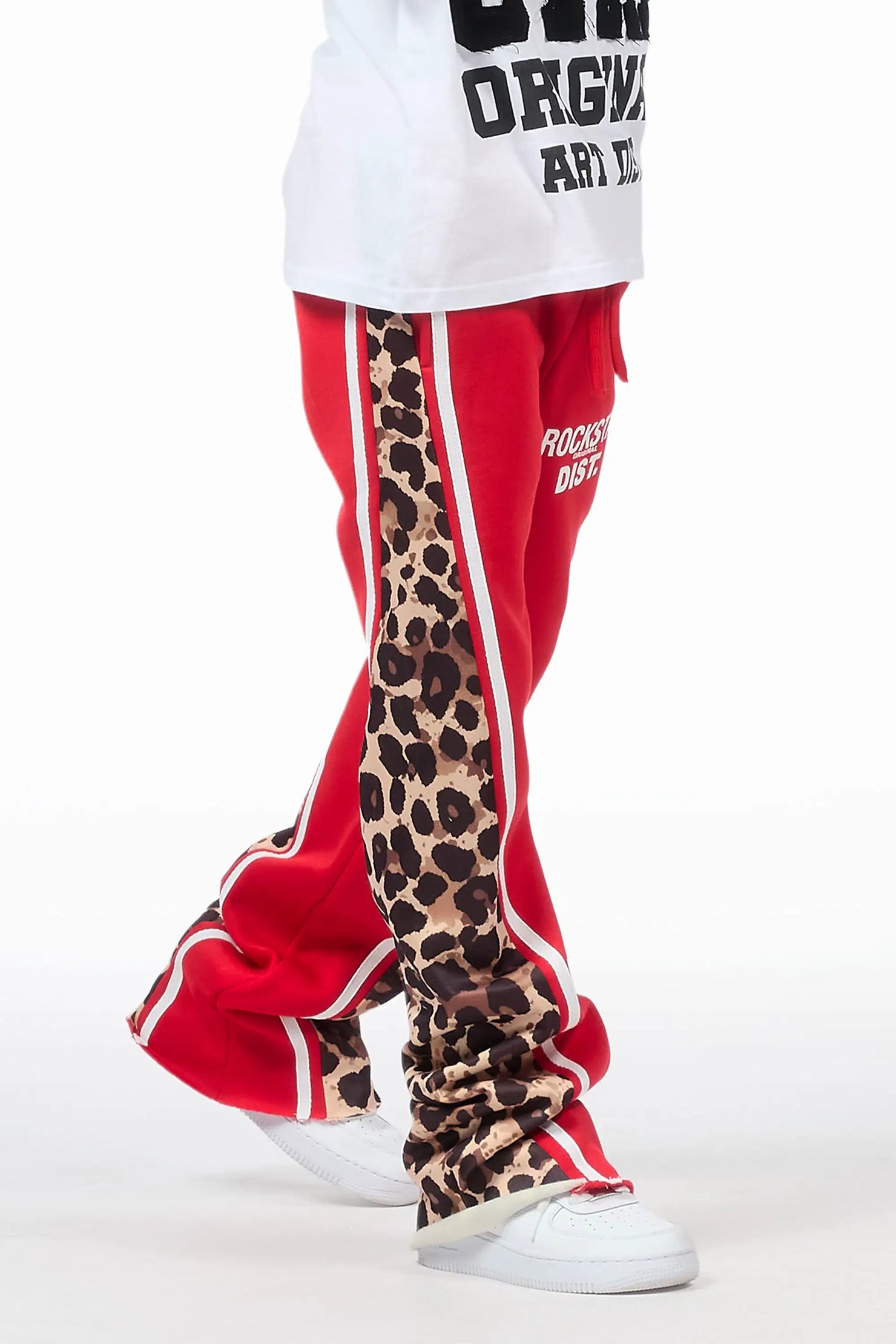 Girls Soana Red Stacked Track Pant