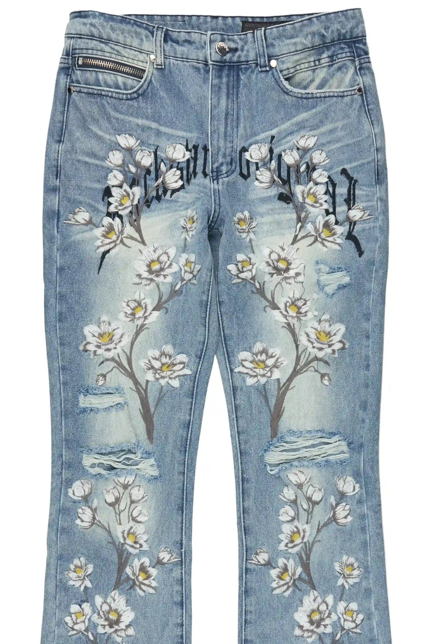 Folor Light Blue Stacked Flare Jean