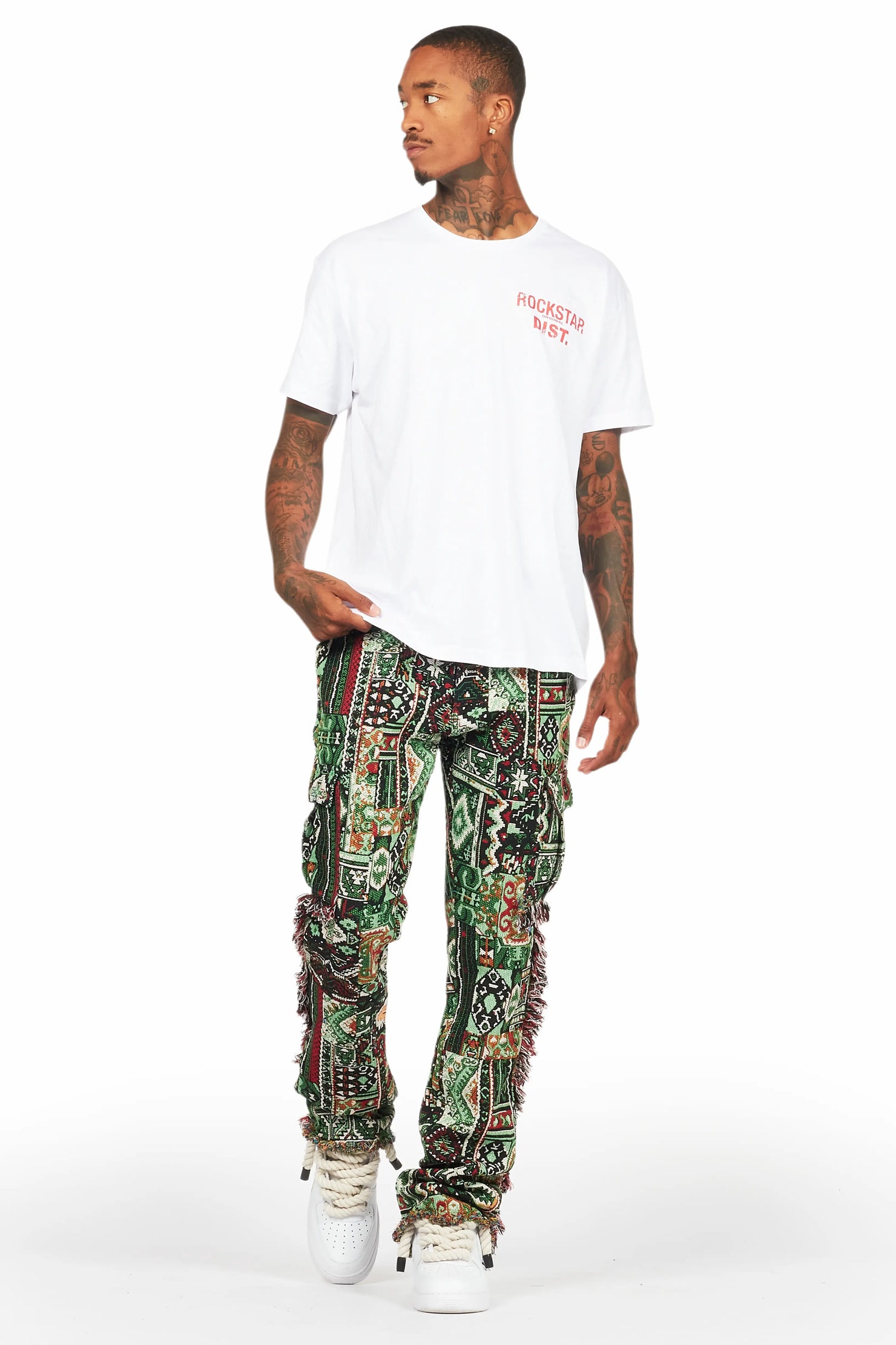 Ayami Green Slim Tapestry Flare Jean