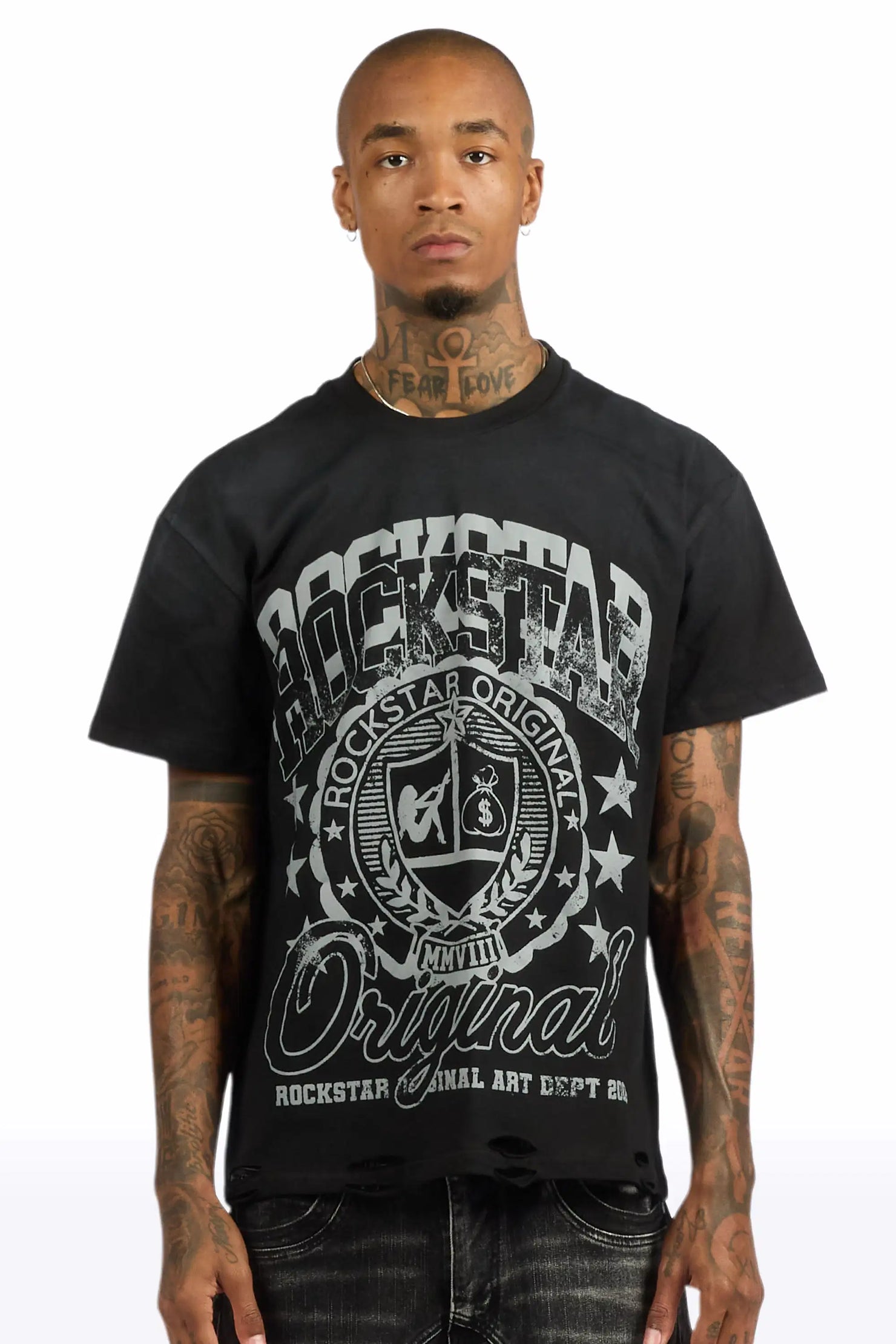 Dekar Black Oversized Graphic T-Shirt