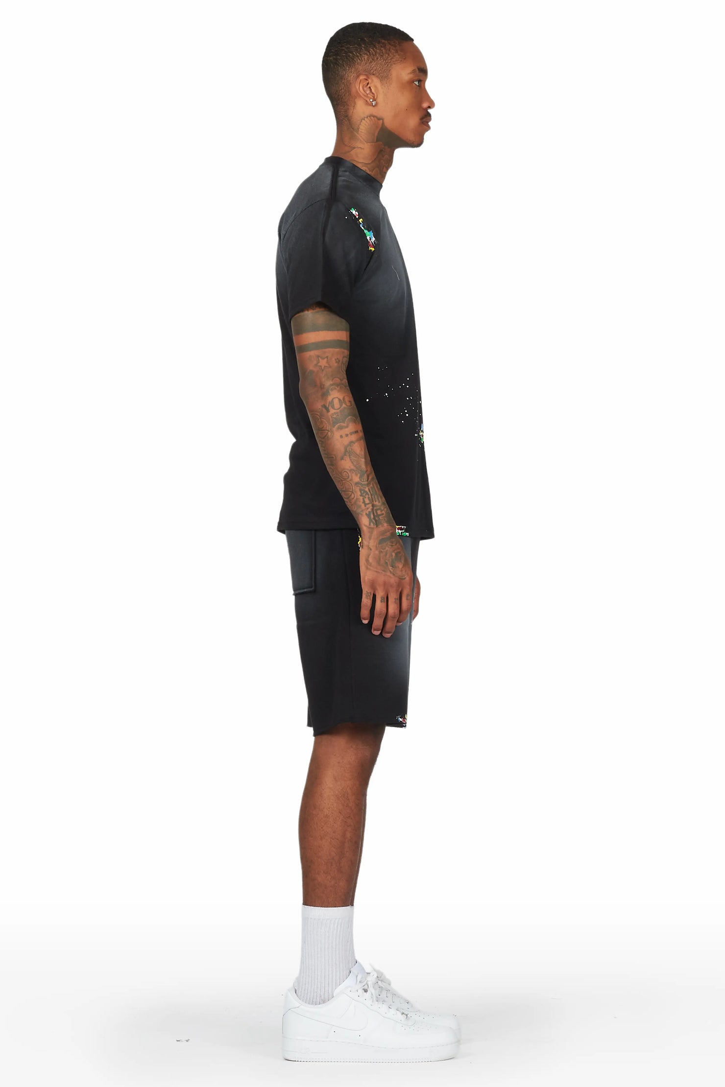 Rockstar Art Dist. Black T-Shirt Short Set