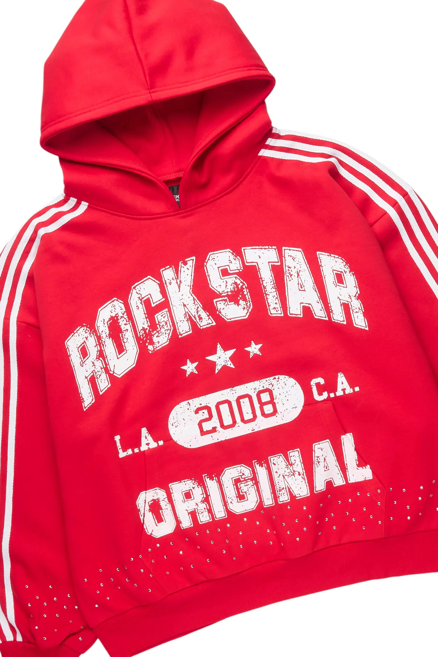 Tylla Red Rhinestone Hoodie/Baggy Pant Track Set