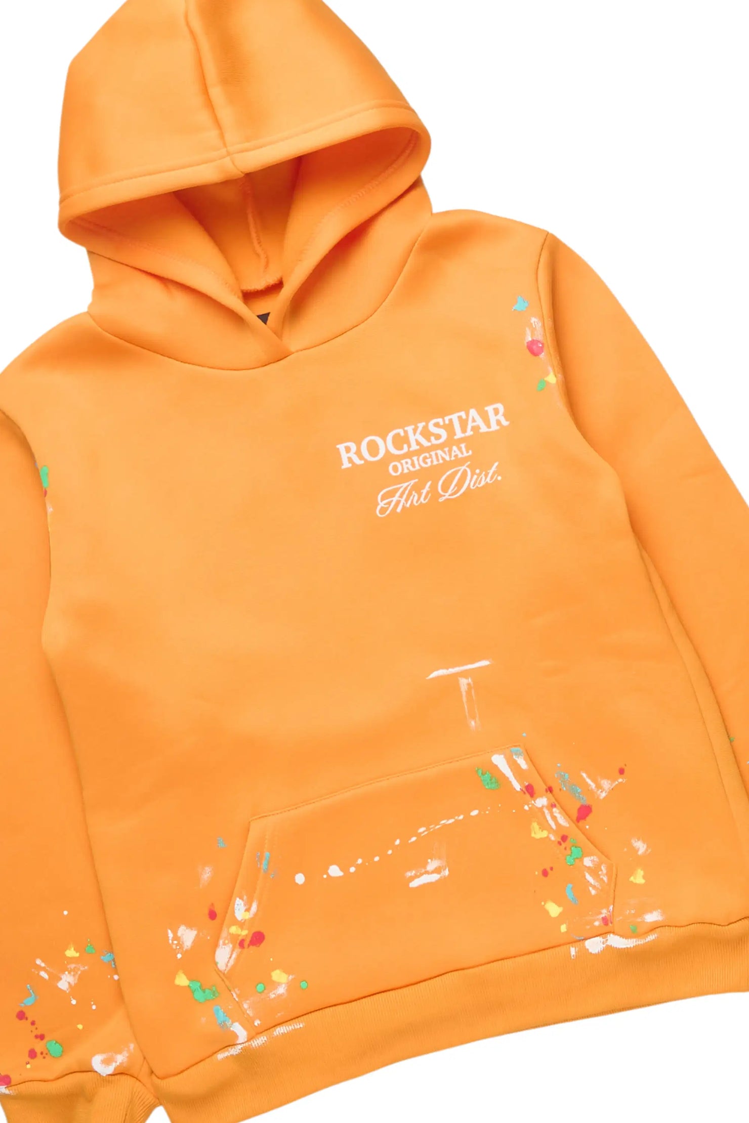 Girls Rockstar Art Dist. 2.0 Orange Hoodie/Stacked Flare Track Set