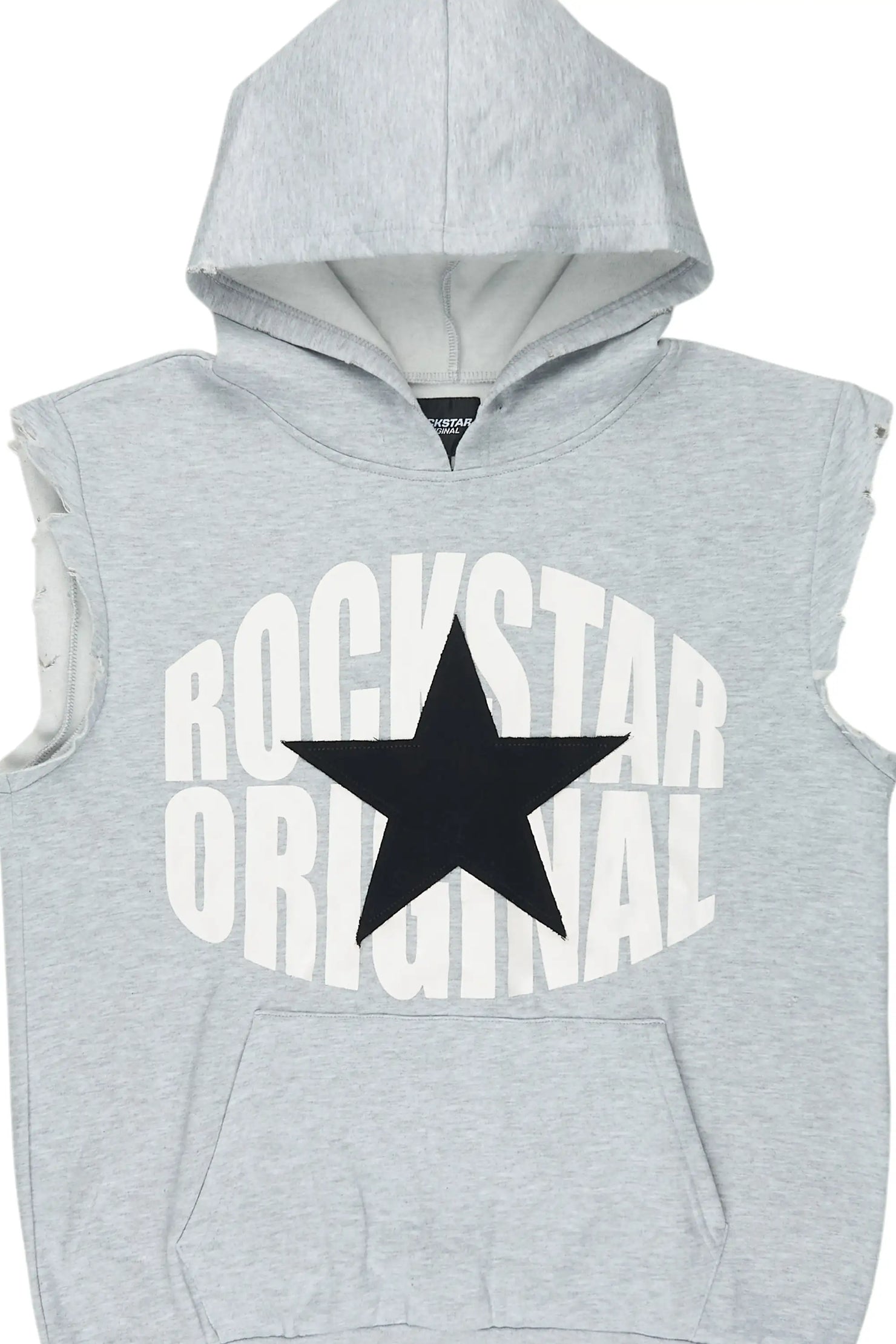 States 2.0 Heather Grey Cut Sleeve Hoodie