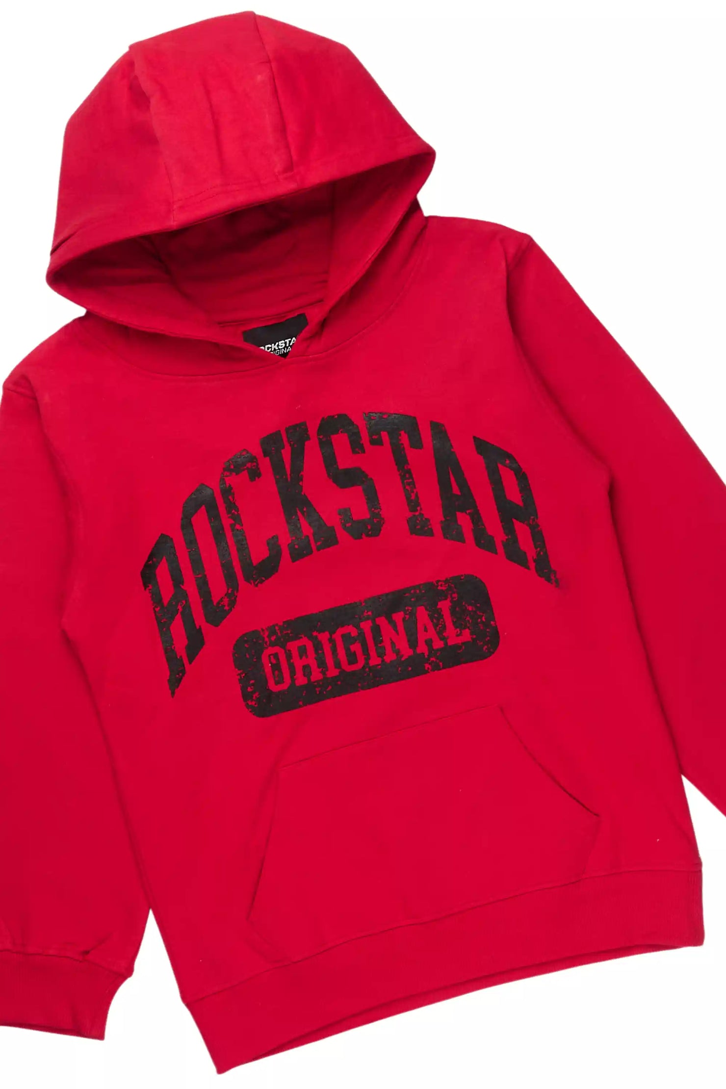 Boys Member Red/Black Hoodie Stacked Flare Track Set