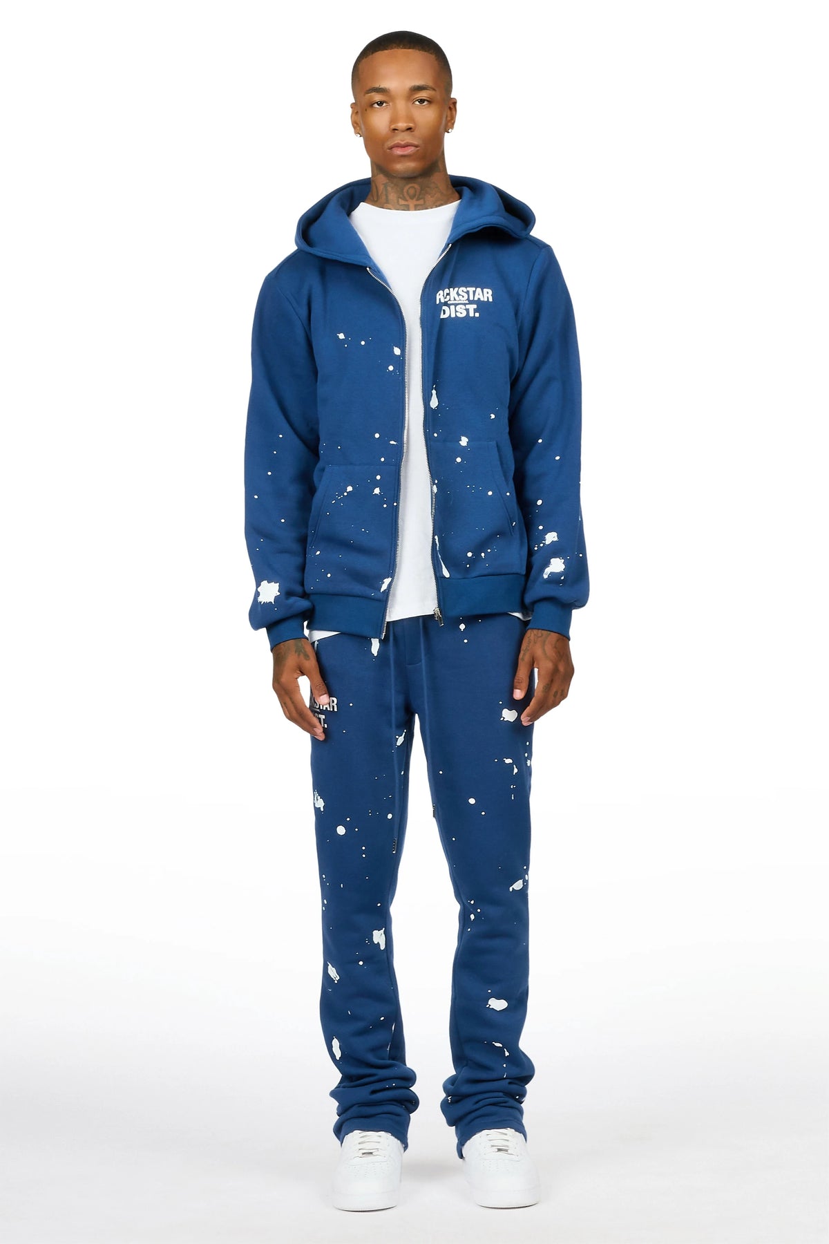 Zip Up Navy Raffer Hoodie/Stacked Track Set