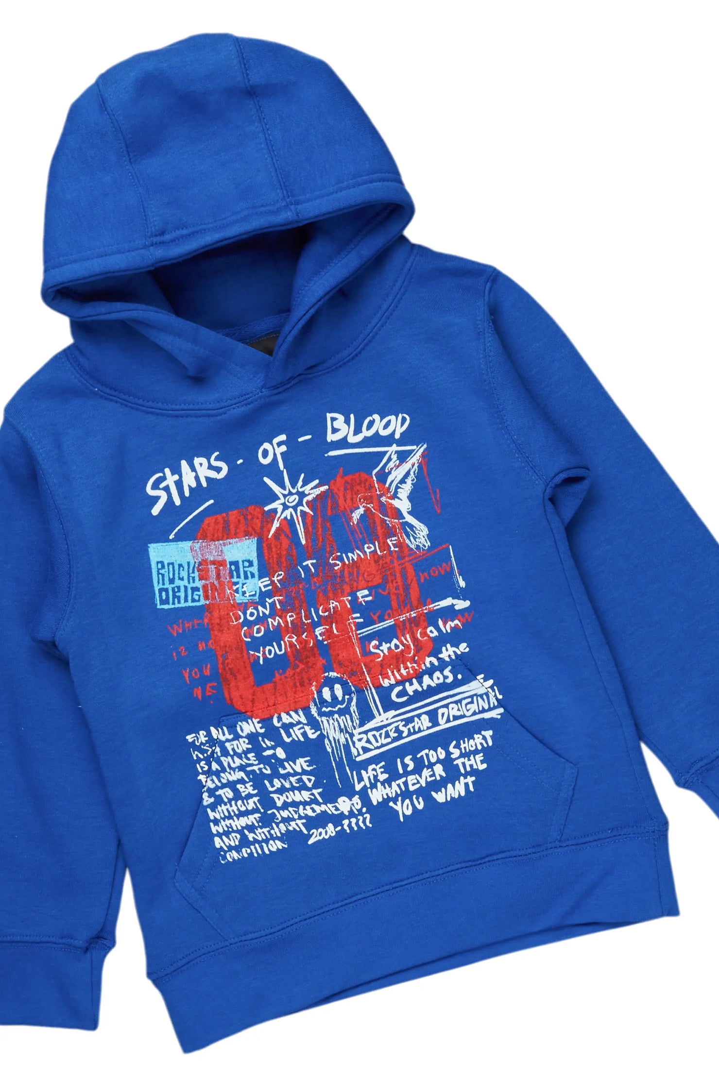 Boys Gabin Royal Blue Hoodie/Stacked Flare Jean Set