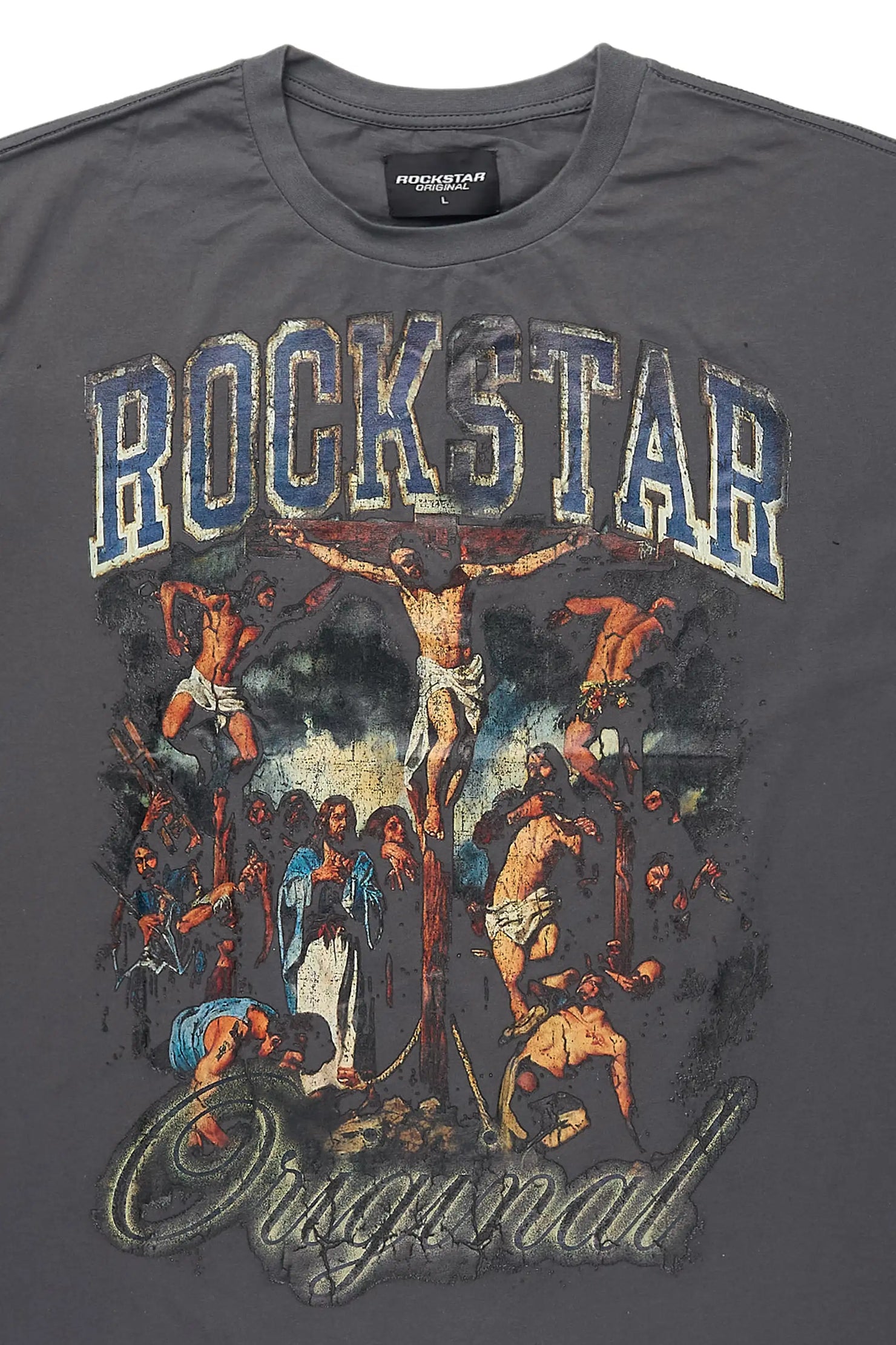 Waller Charcoal Distressed Oversized Graphic T-Shirt