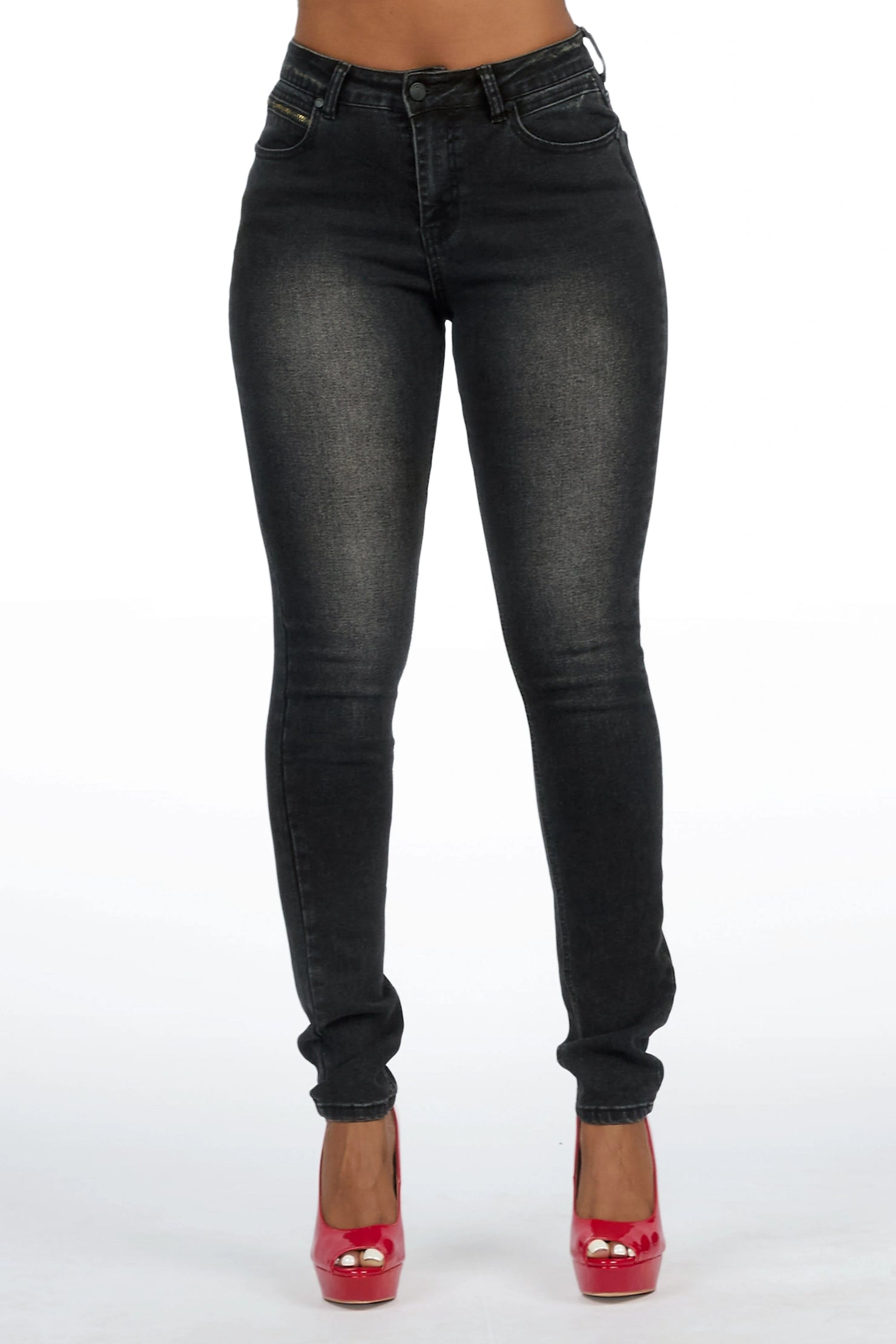 Keshona Grey Wash High Rise Stretch Skinny Jean