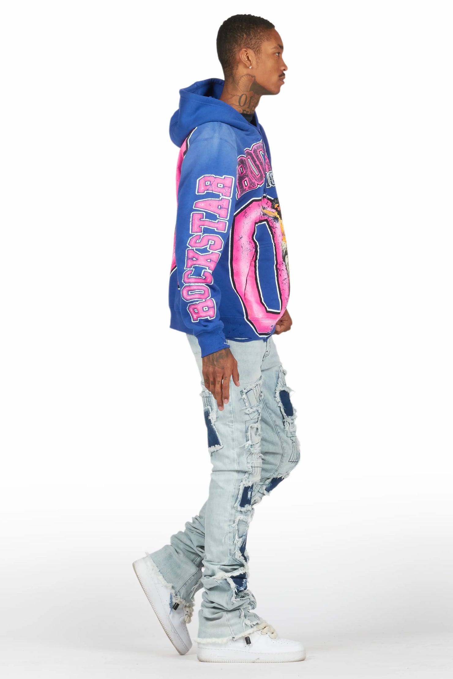 Fields Royal/Light Blue Hoodie/Super Stacked Flare Jean Bundle