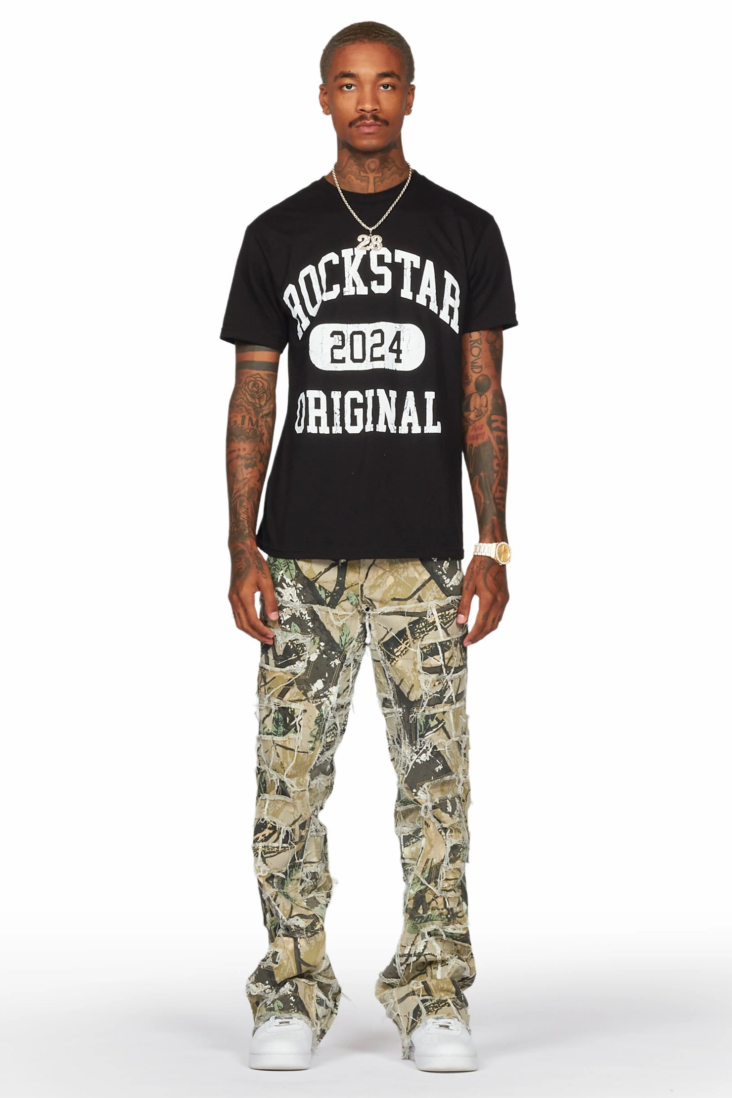 Saide Tree Camo Baggy Cargo Stacked Jean