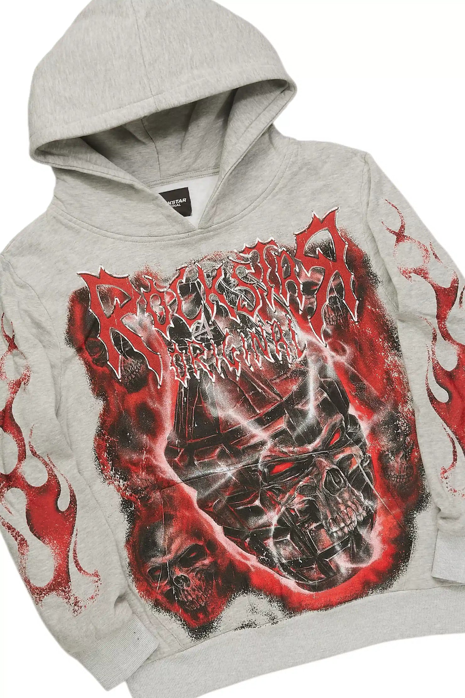 Torrez Heather Grey/Red Hoodie/Stacked Track Set