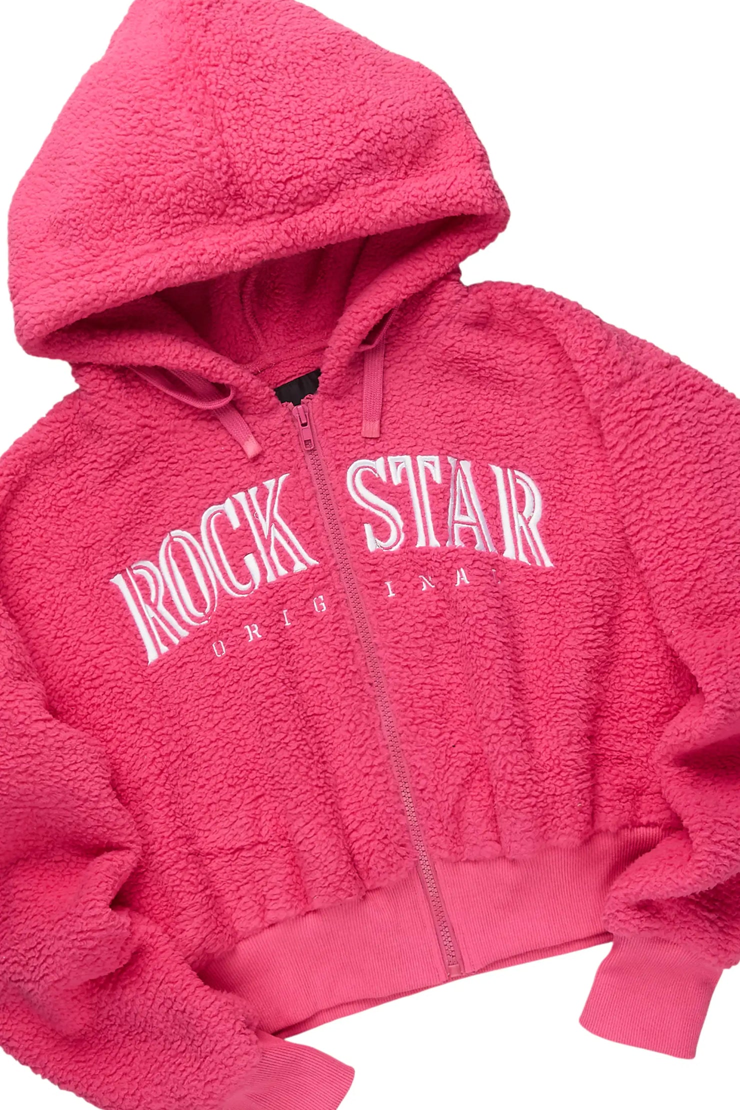 Krystiana Hot Pink Sherpa Zip Up Stacked Track Set