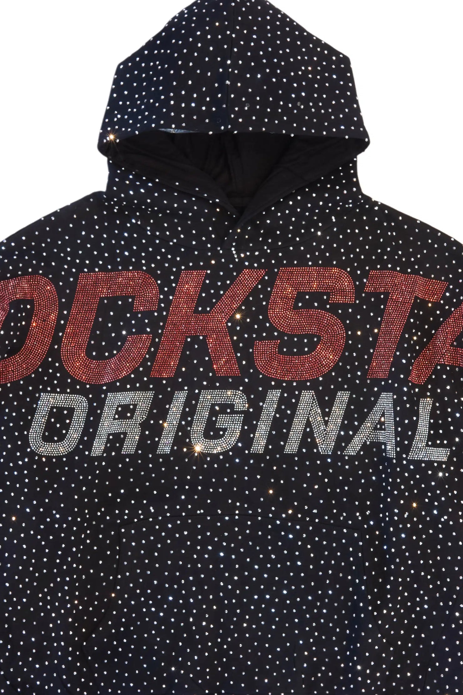 Iceout Black Rhinestone Oversized Hoodie