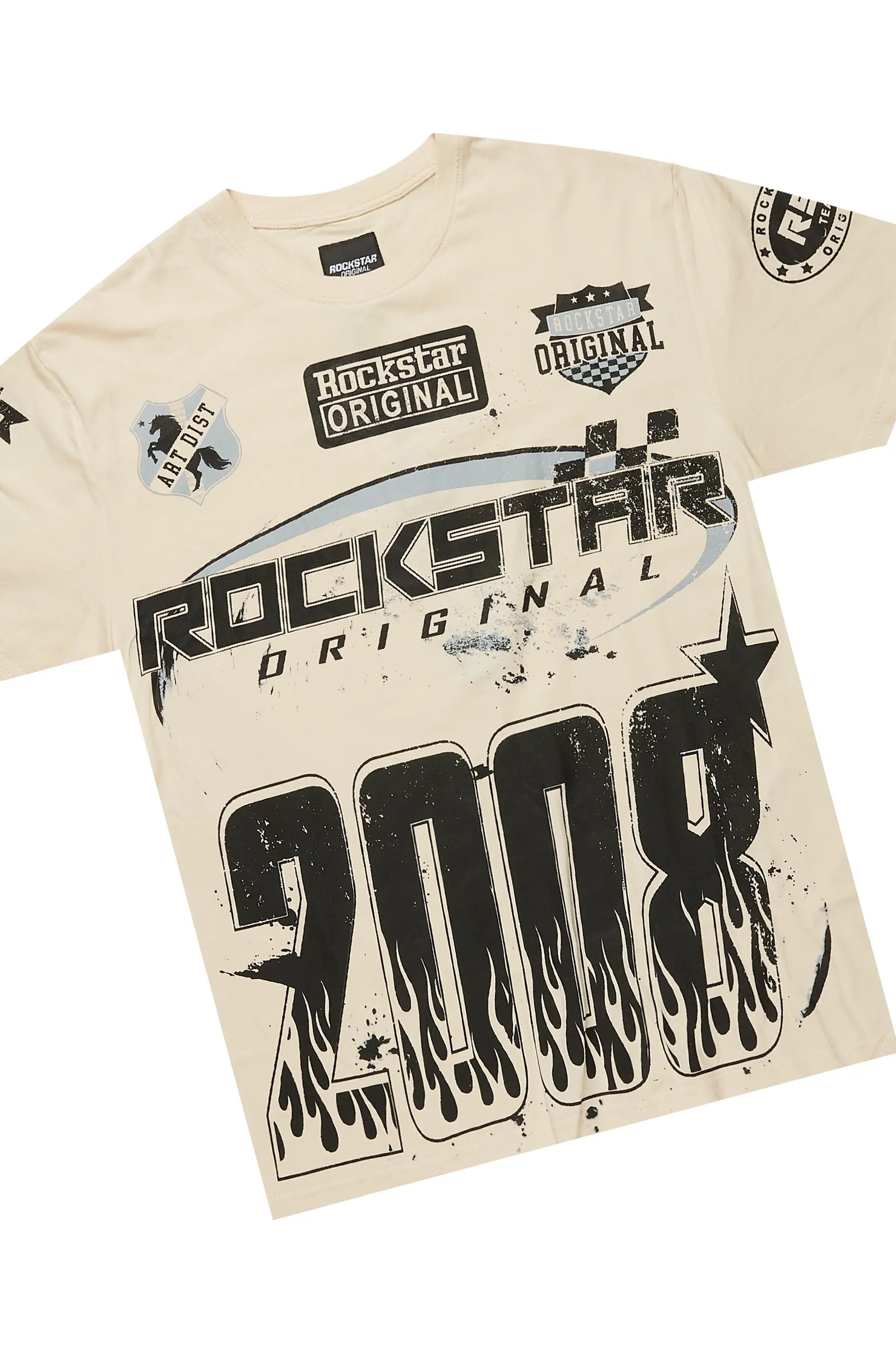 Amos Beige Graphic T-Shirt Short Set