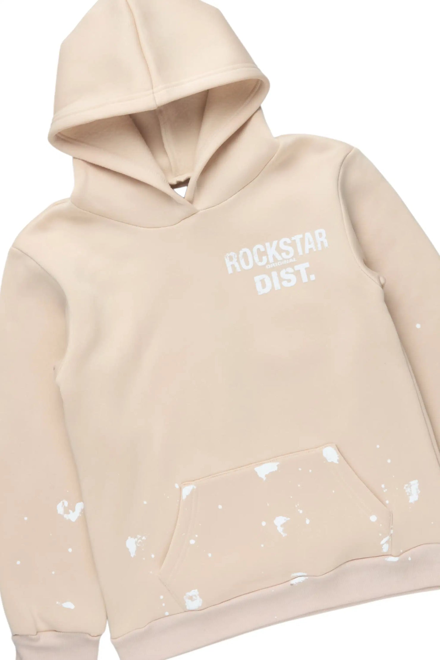 Girls Hadley Beige Hoodie Stacked Flare Track Set