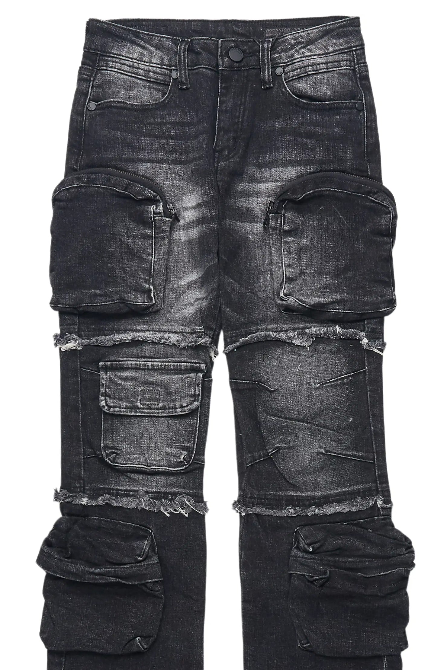 Girls Toneisha Dark Grey Stacked Cargo Jean