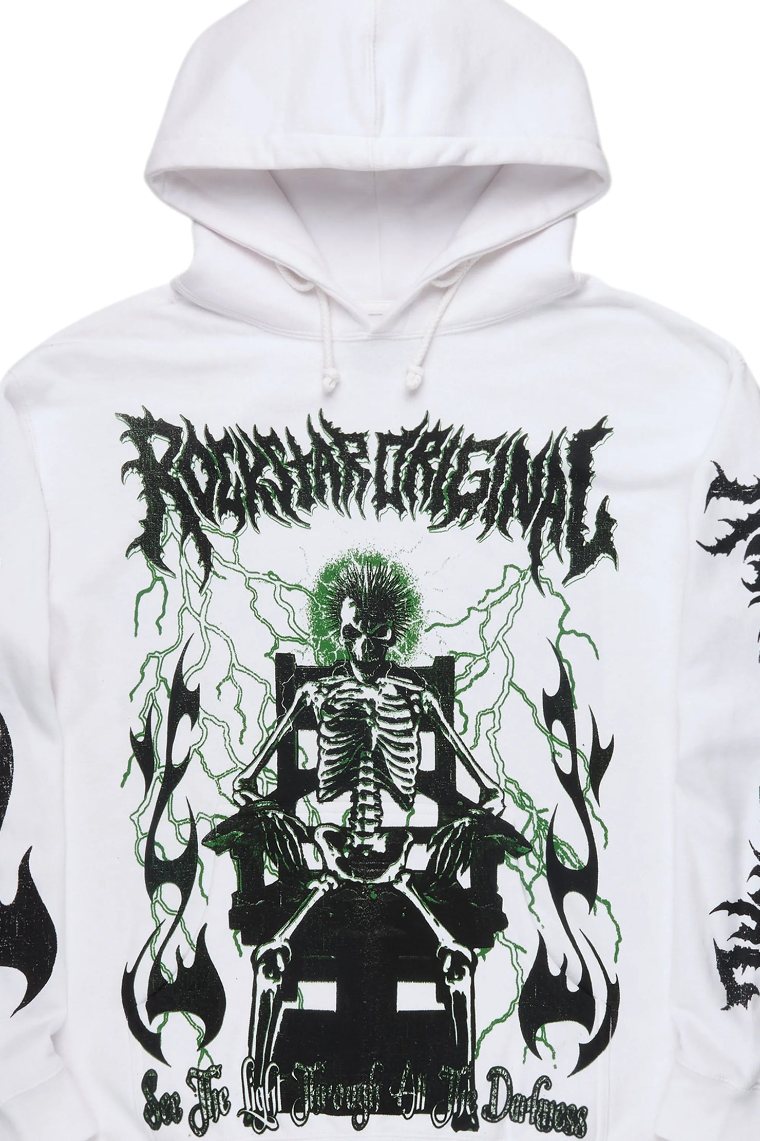 Deathrow White/Green Graphic Hoodie