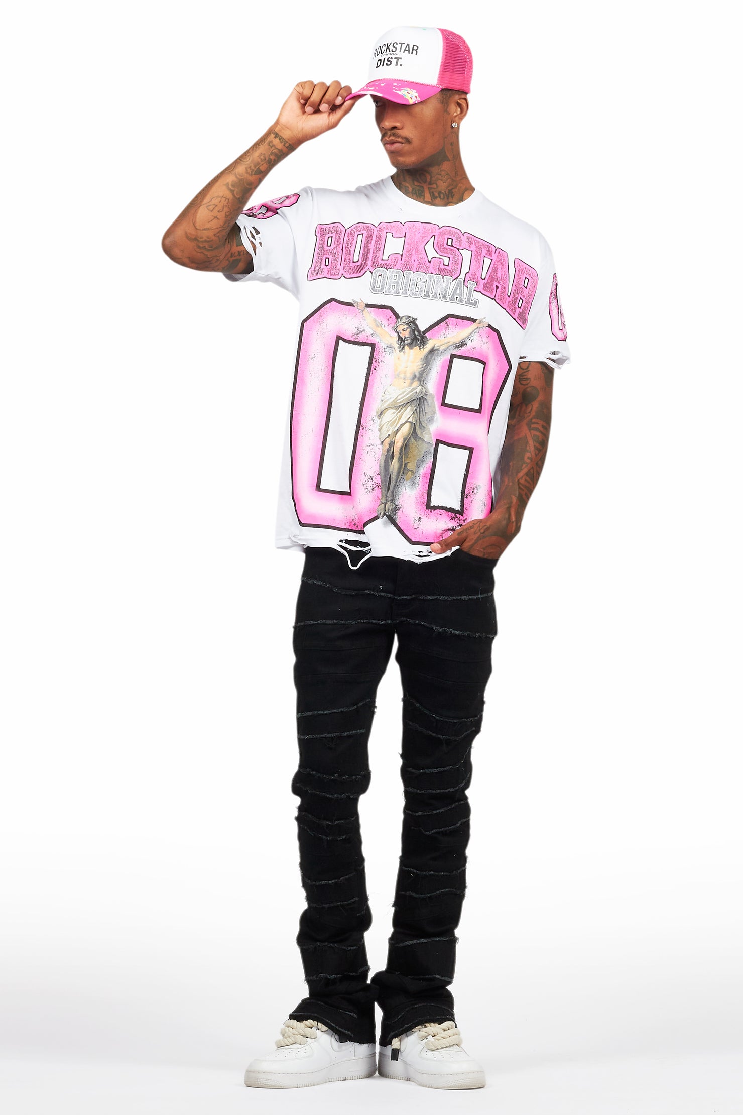 Franko Jet Black Stacked Flare Jean