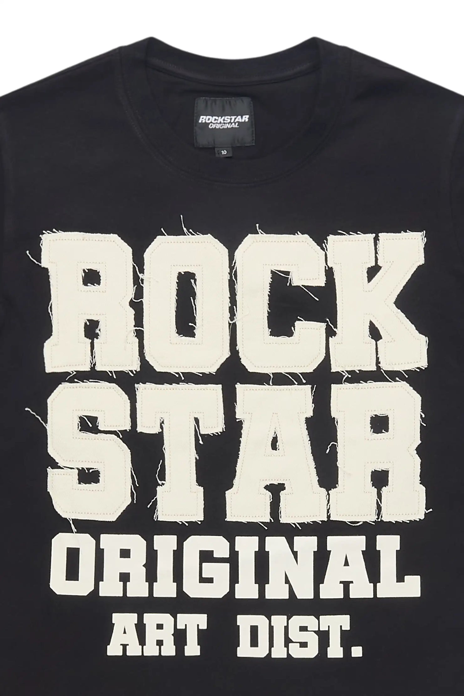 Boys Yulian Black Patch Stitched Graphic T-Shirt