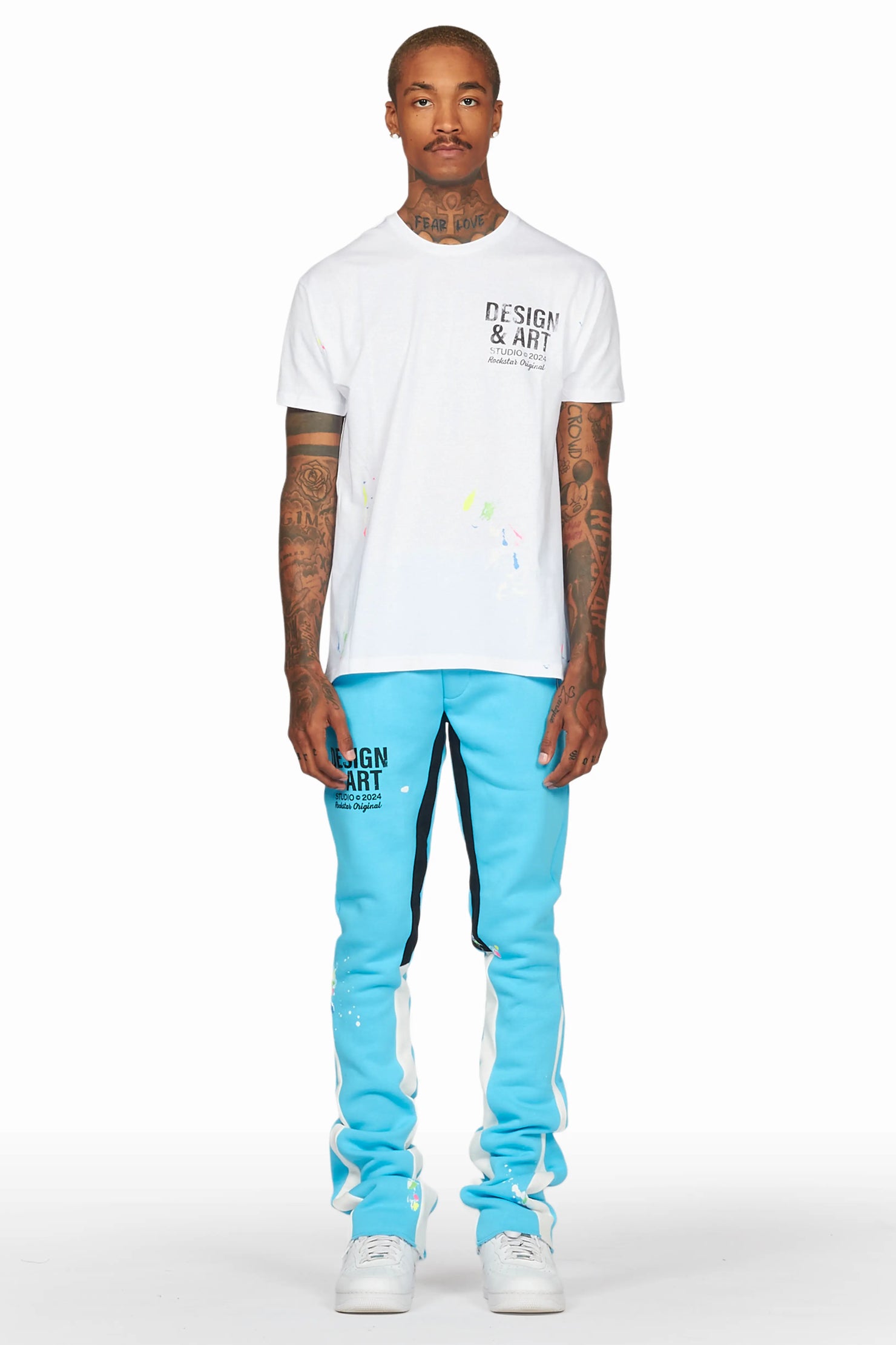 Mancha Blue T-Shirt Stacked Flare Track Set