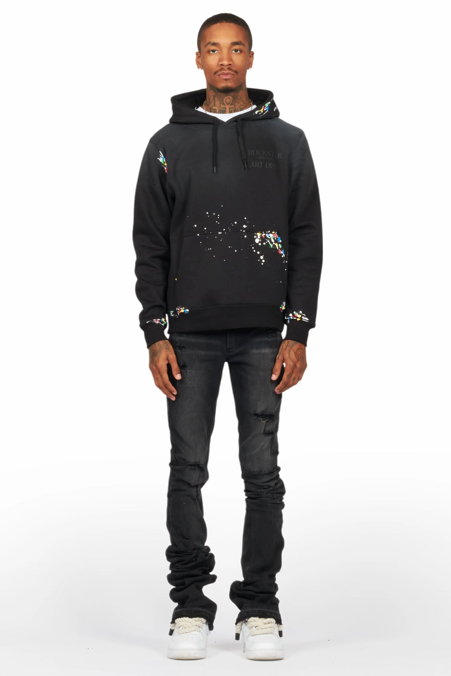 Palmer Black Hoodie/Stacked Flare Jean Bundle