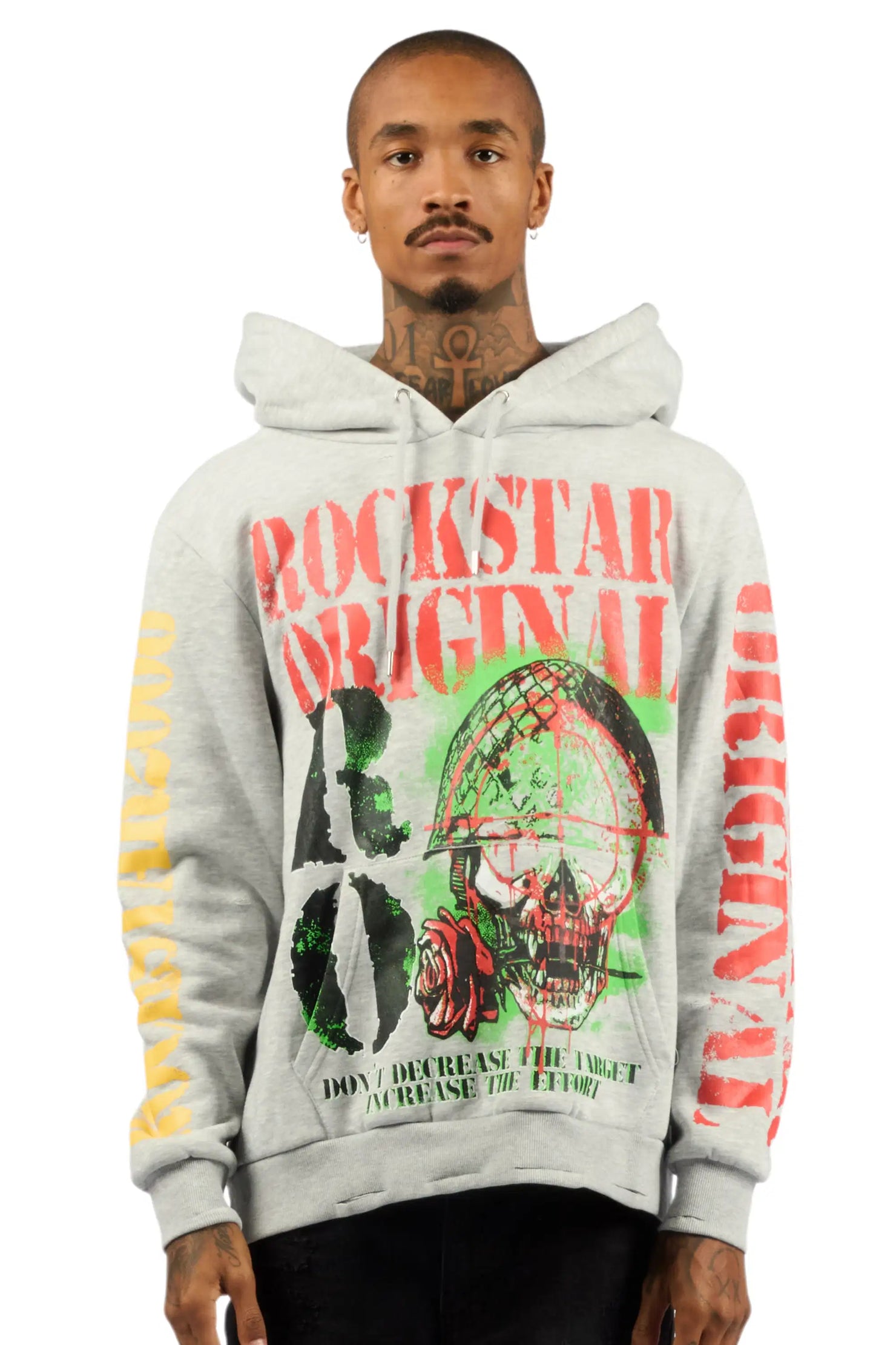 Kilshot Romance Grey Distressed Graphic Hoodie