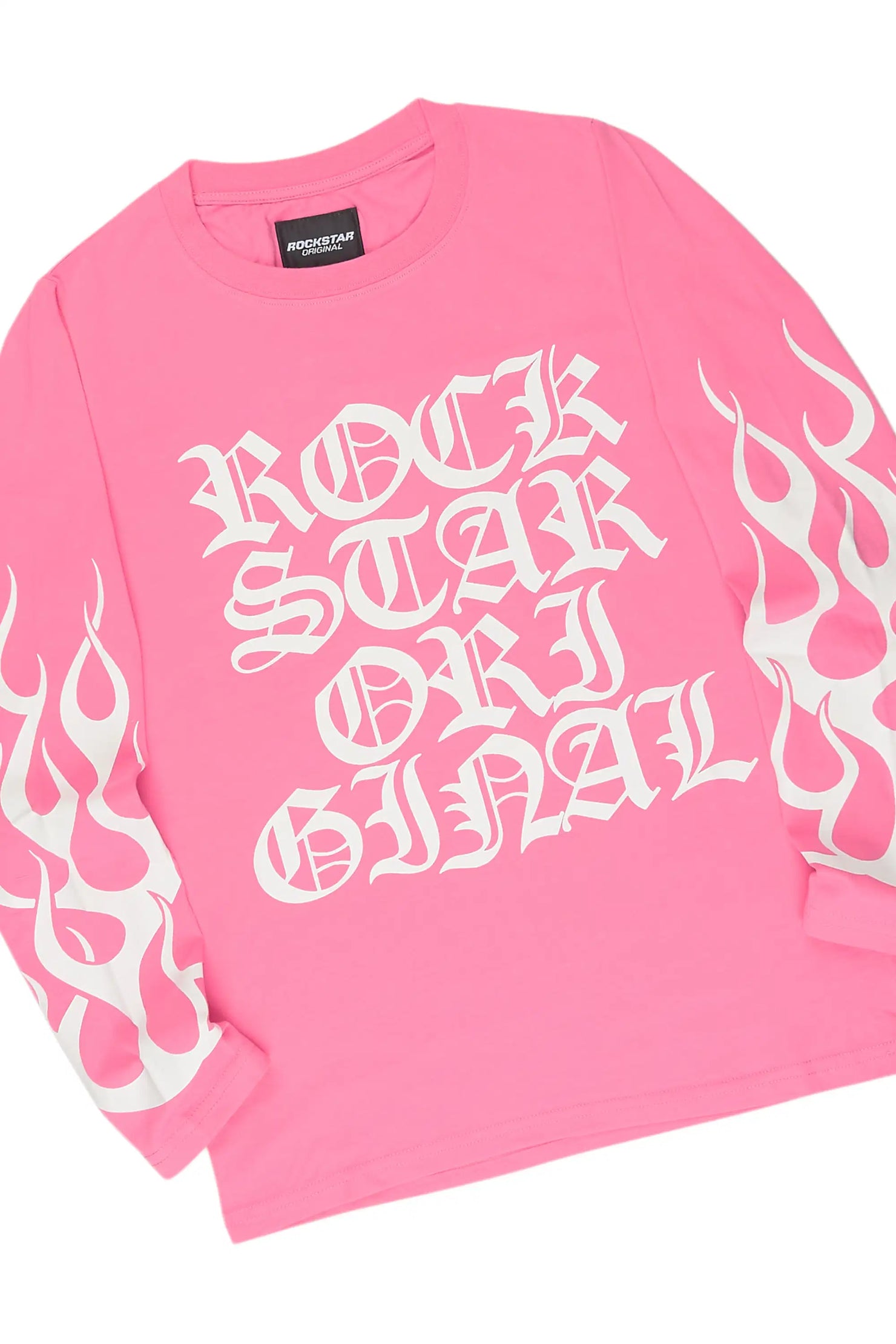 Girls Ariella Pink/Blue Long Sleeve T-Shirt Stacked Jean Set