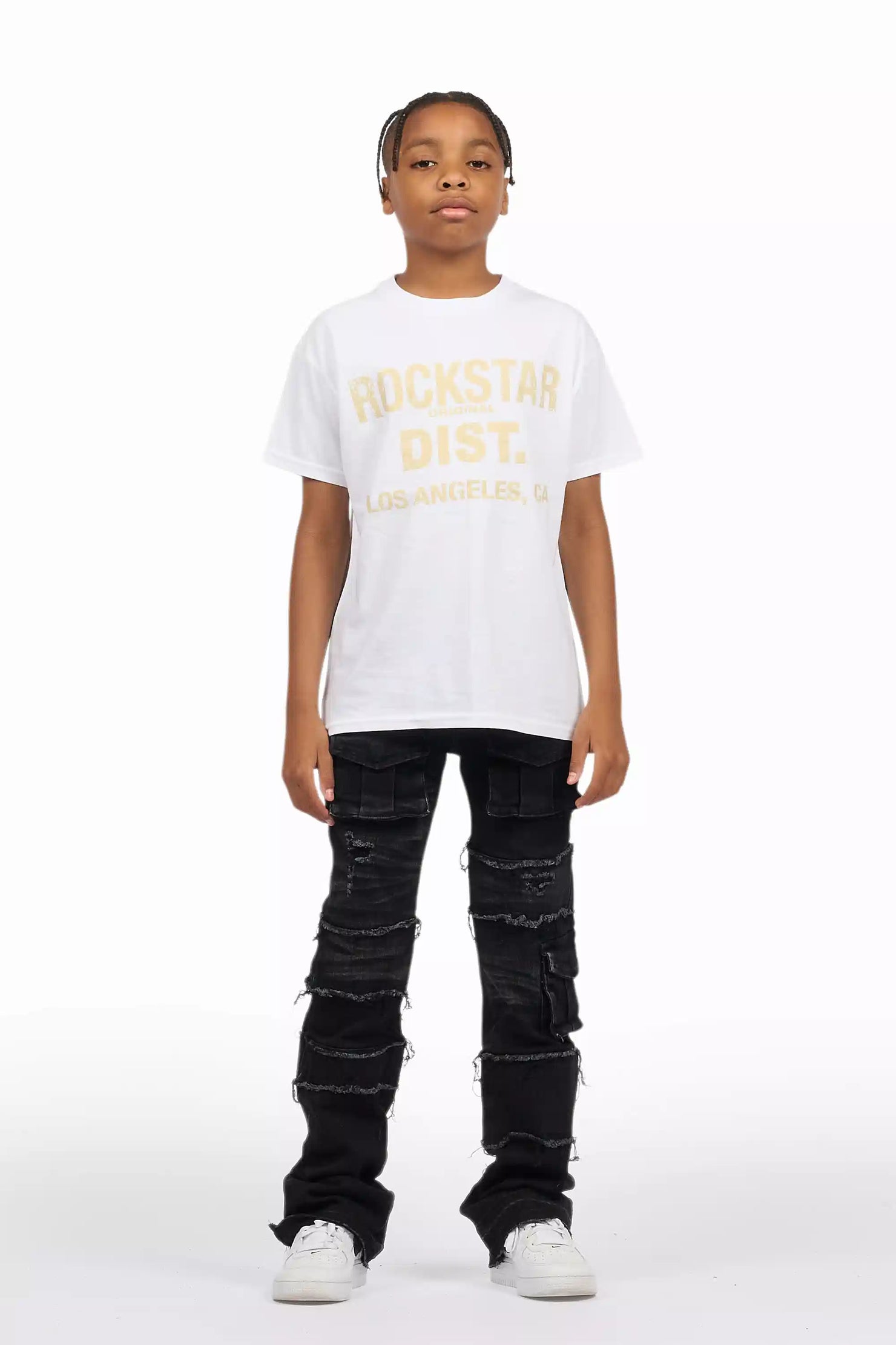 Boys Folant Dark Grey Stacked Flare Jean