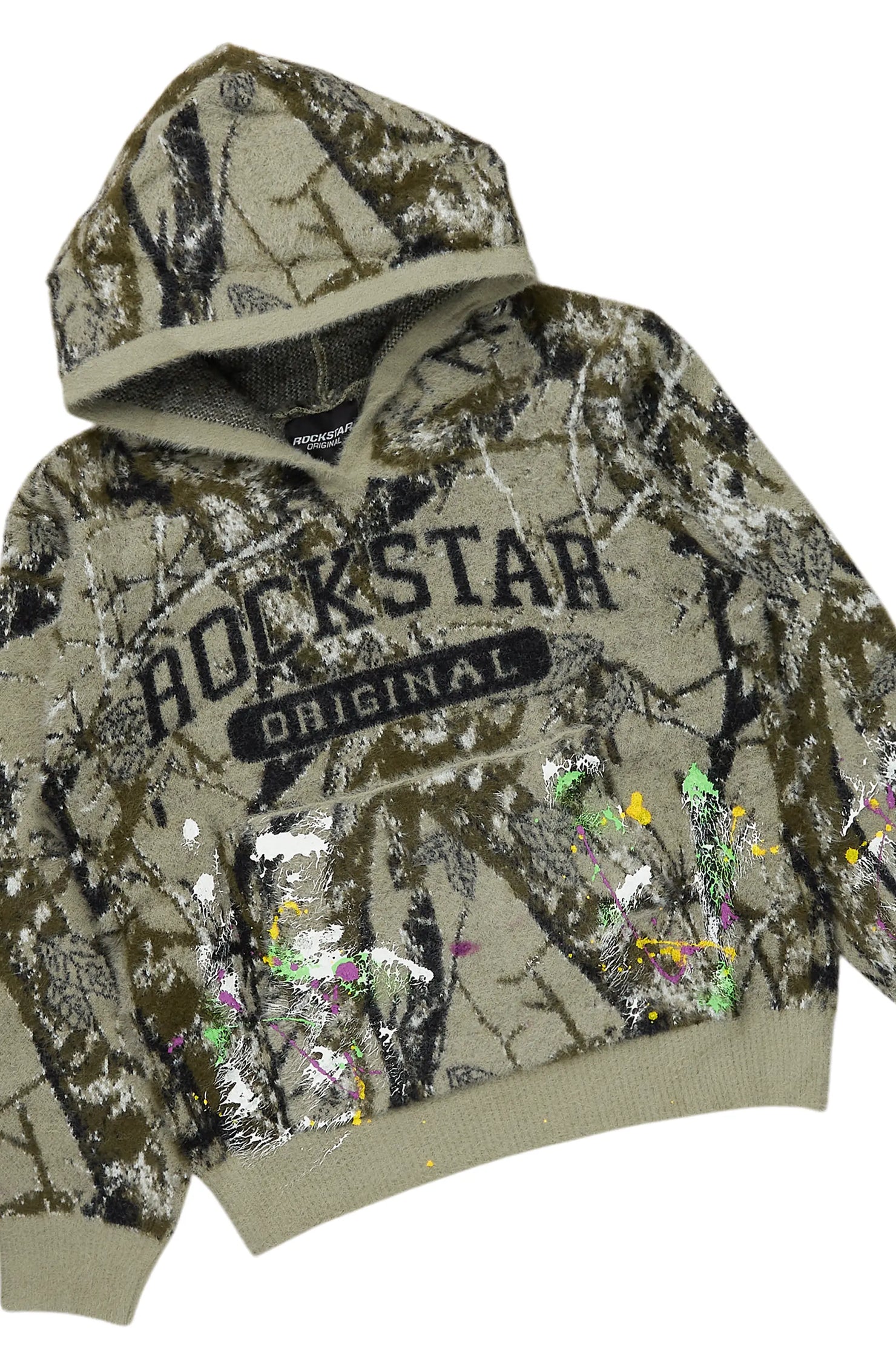 Boys Orson Tree Camo Stacked Flare Knitted Mohair Track Set