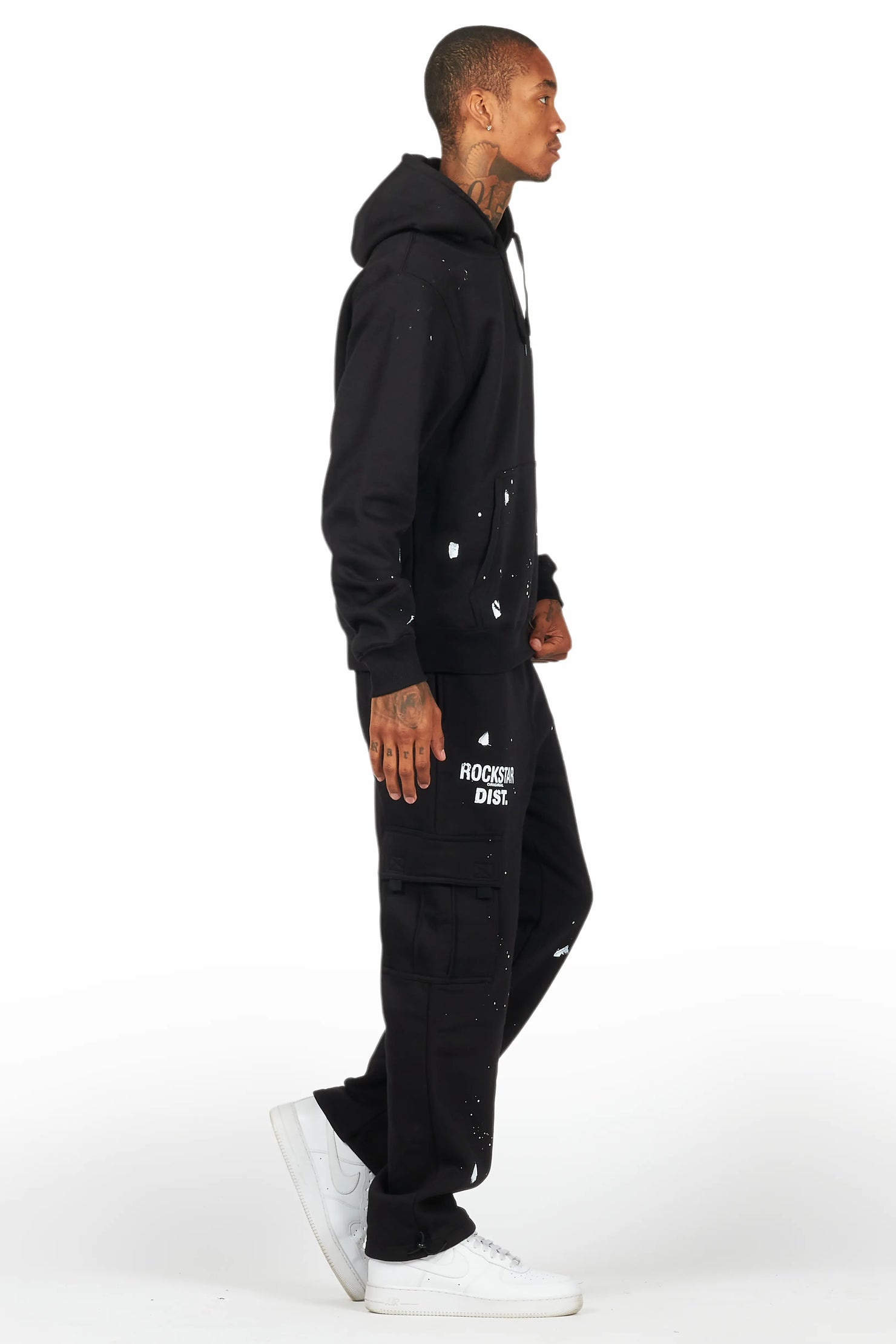 Raffer Black Hoodie/Cargo Sweat Pant Set
