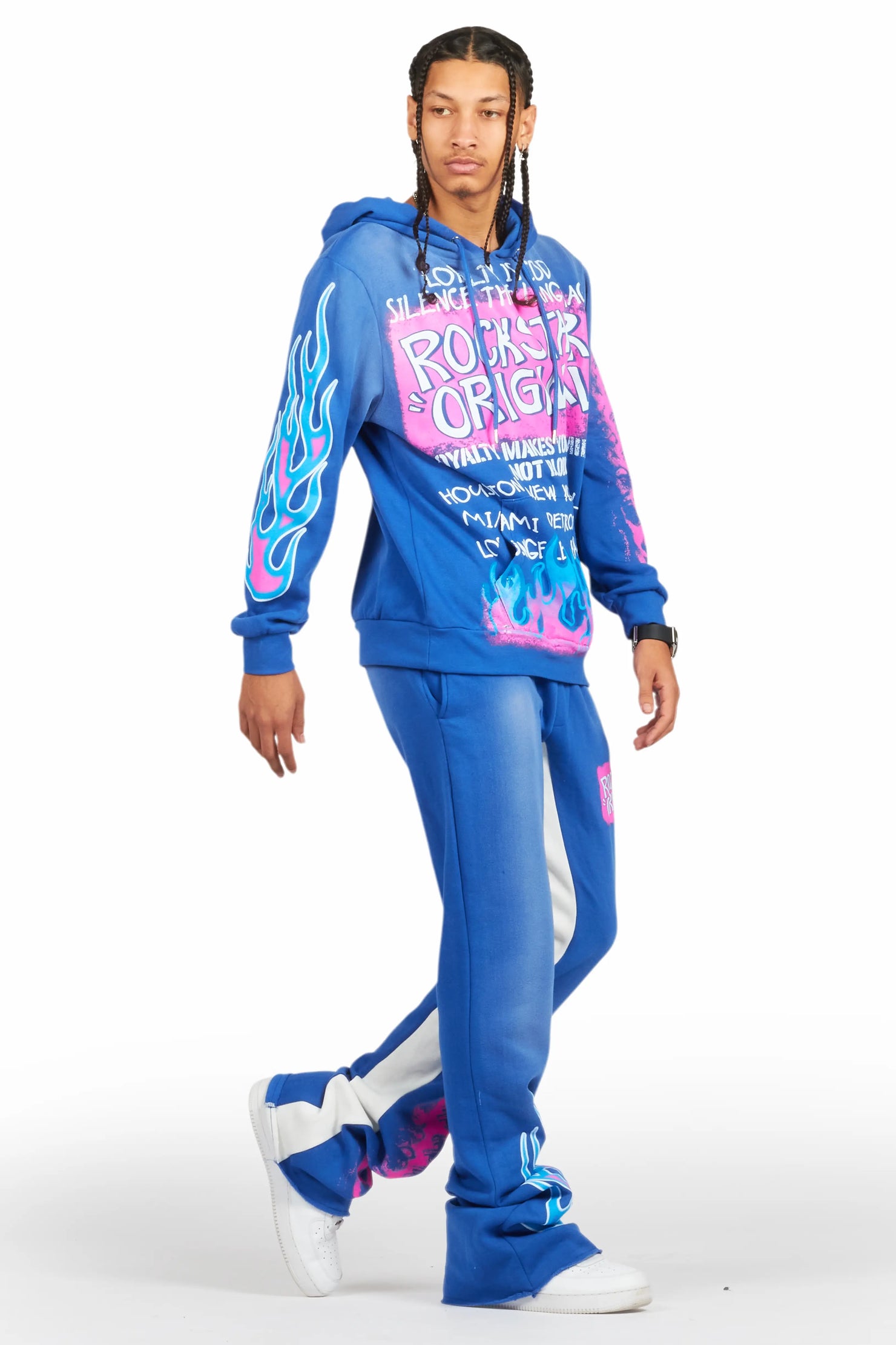 Beno Royal Blue Hoodie/Baggy Track Pant Set