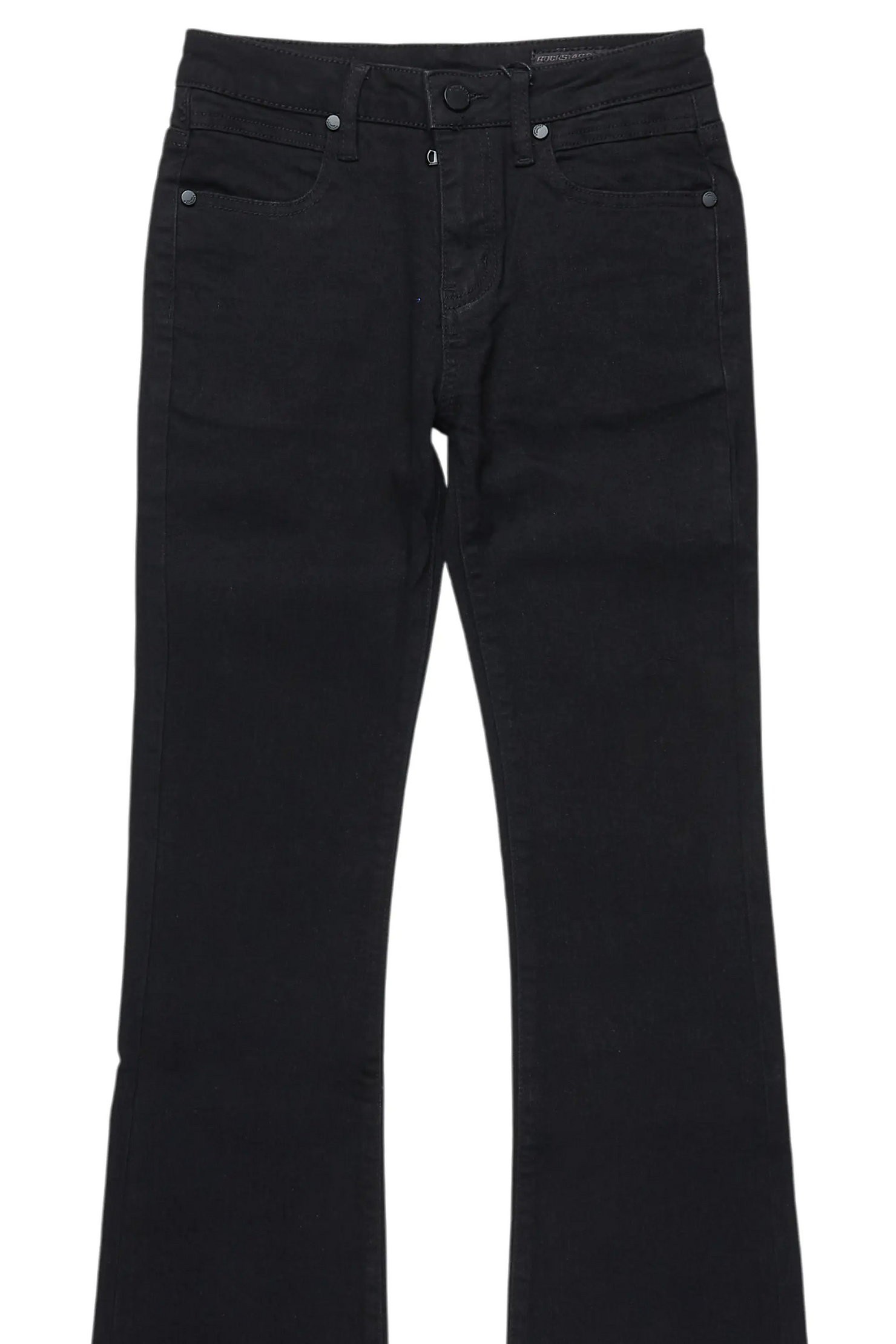 Girls Daga Jet Black Stacked Flare Jean
