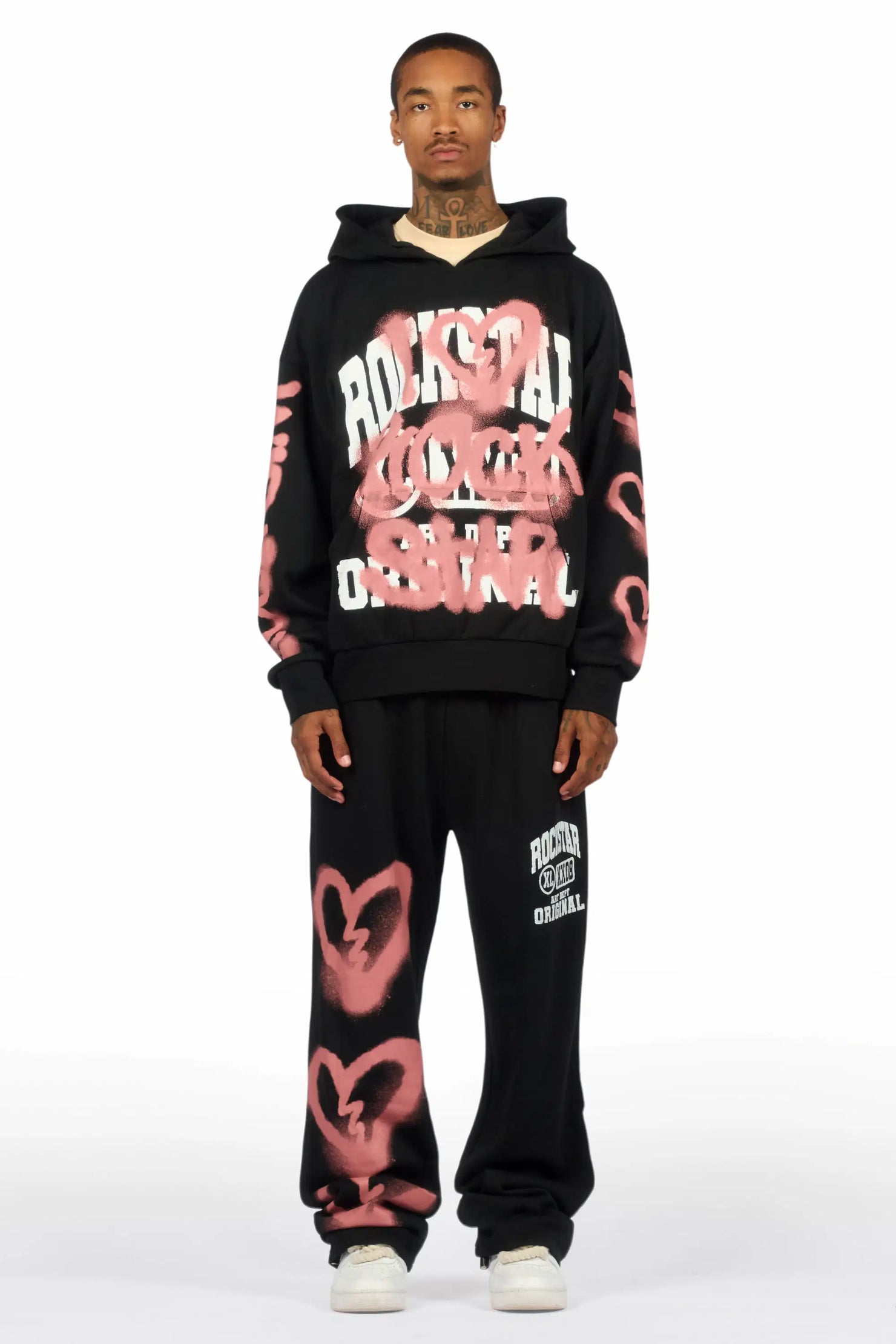 Loverdose Black Hoodie/Baggy Pant Track Set