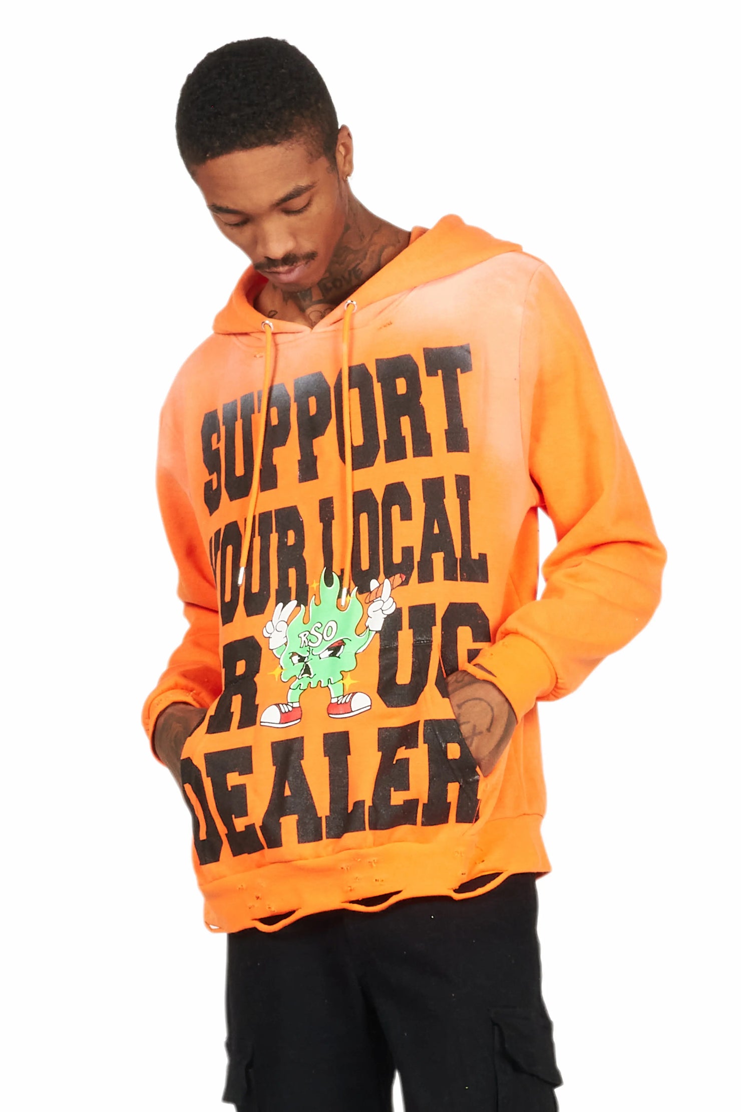 Tarl Orange Distressed Graphic Hoodie
