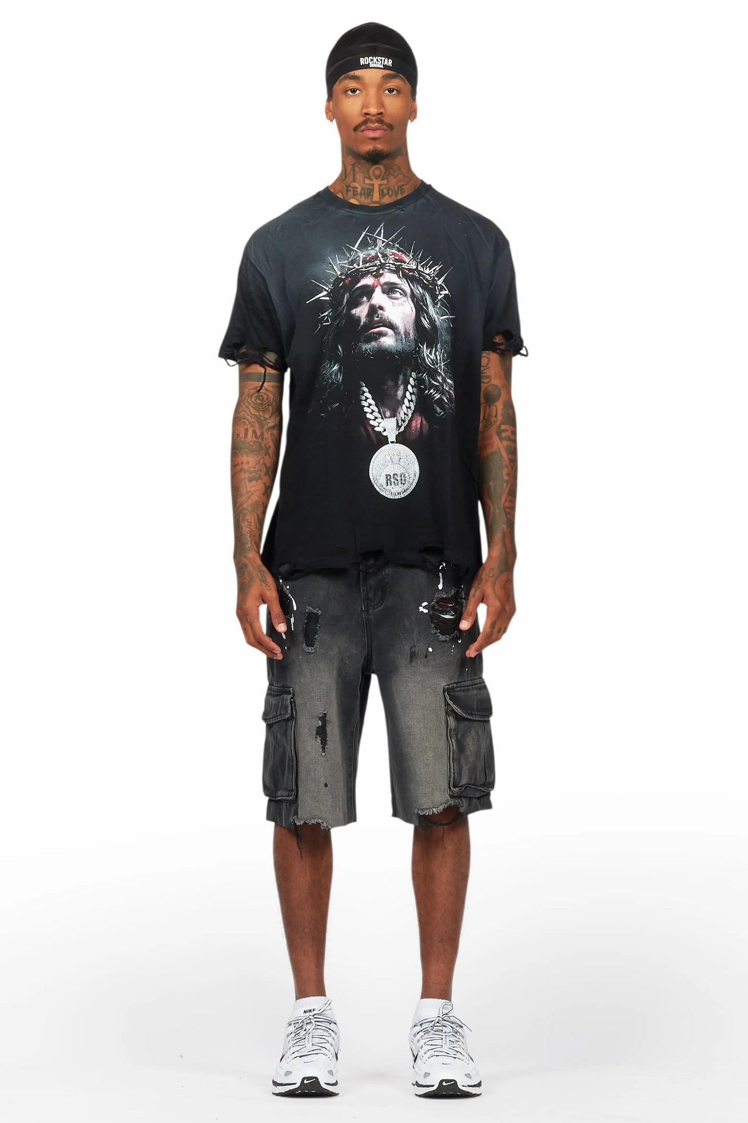 Amina Black T-Shirt/Denim Short Set