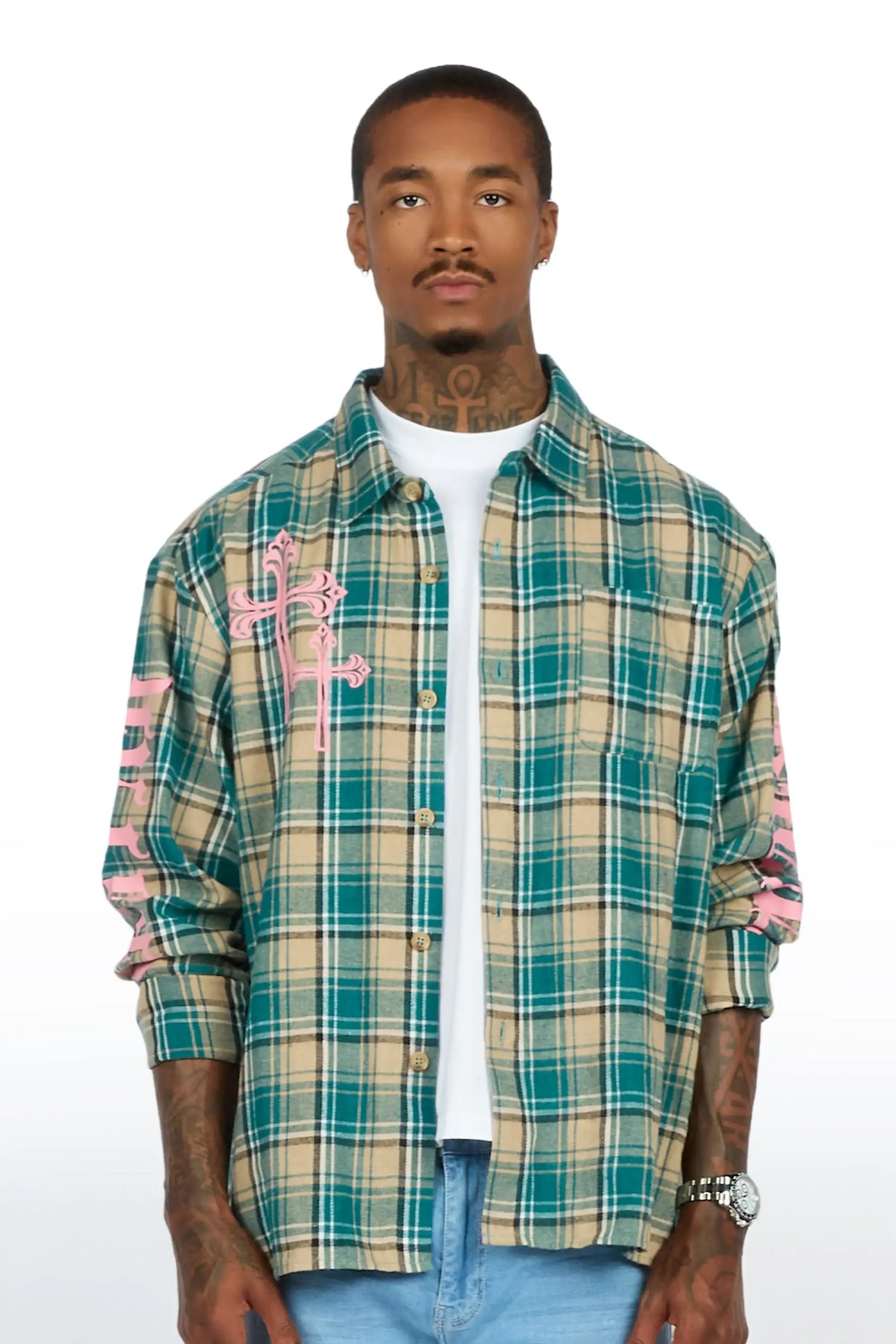 Helder Green Flannel Long Sleeve Shirt